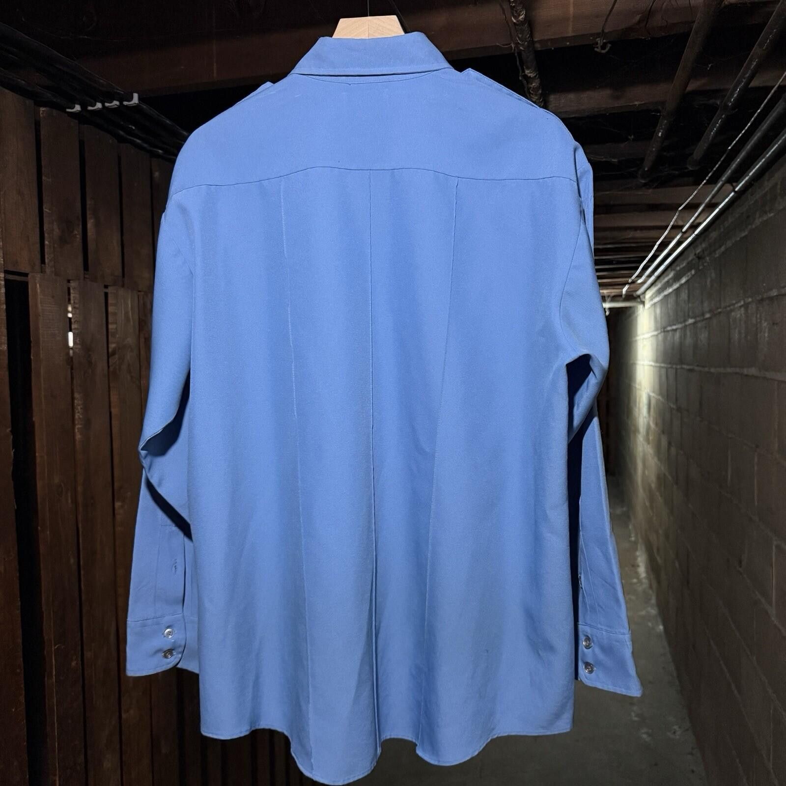 Other Vintage 70s 80s Blue Uniform Work Shirt XL Workwear Size ONE SIZE - 2 Thumbnail