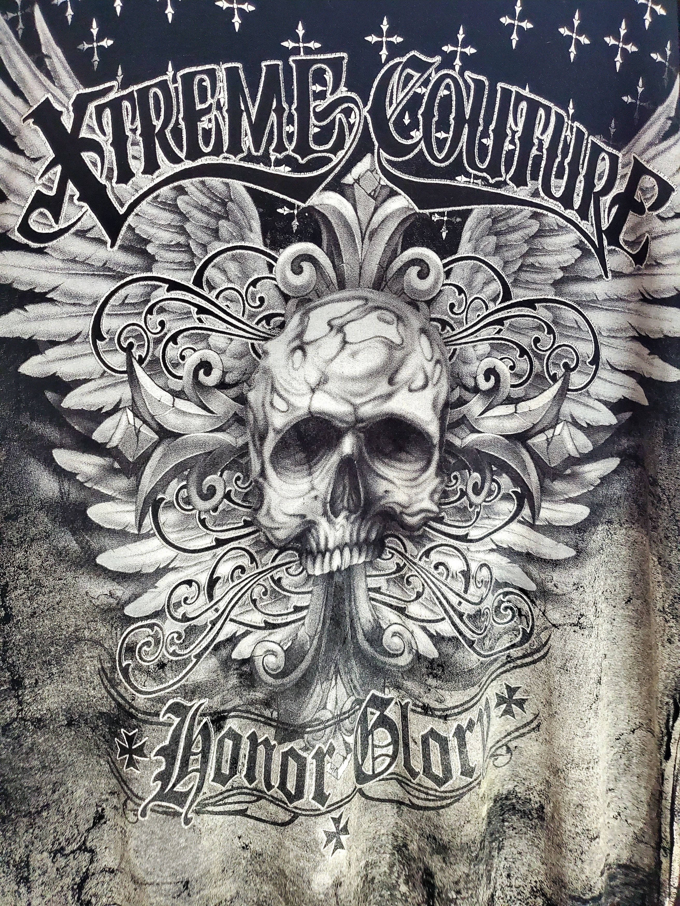 Affliction Xtreme Couture Wings Skull Crossbones Honor Glory 3XL Size US XXL / EU 58 / 5 - 2 Thumbnail