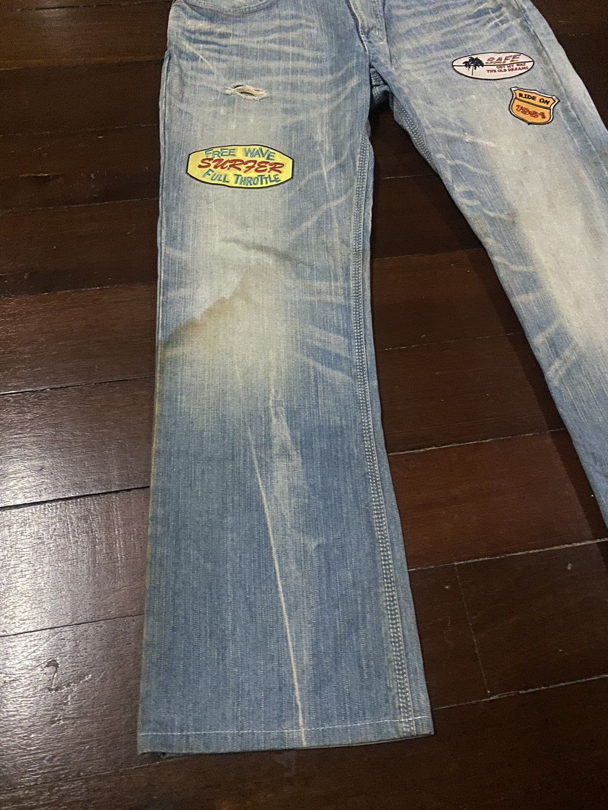 Edwin FIRE 🔥 EDWIN EXCLUSIVE VINTAGE FLARE JEANS RUSTY DISTRESSED Size US 36 / EU 52 - 4 Thumbnail