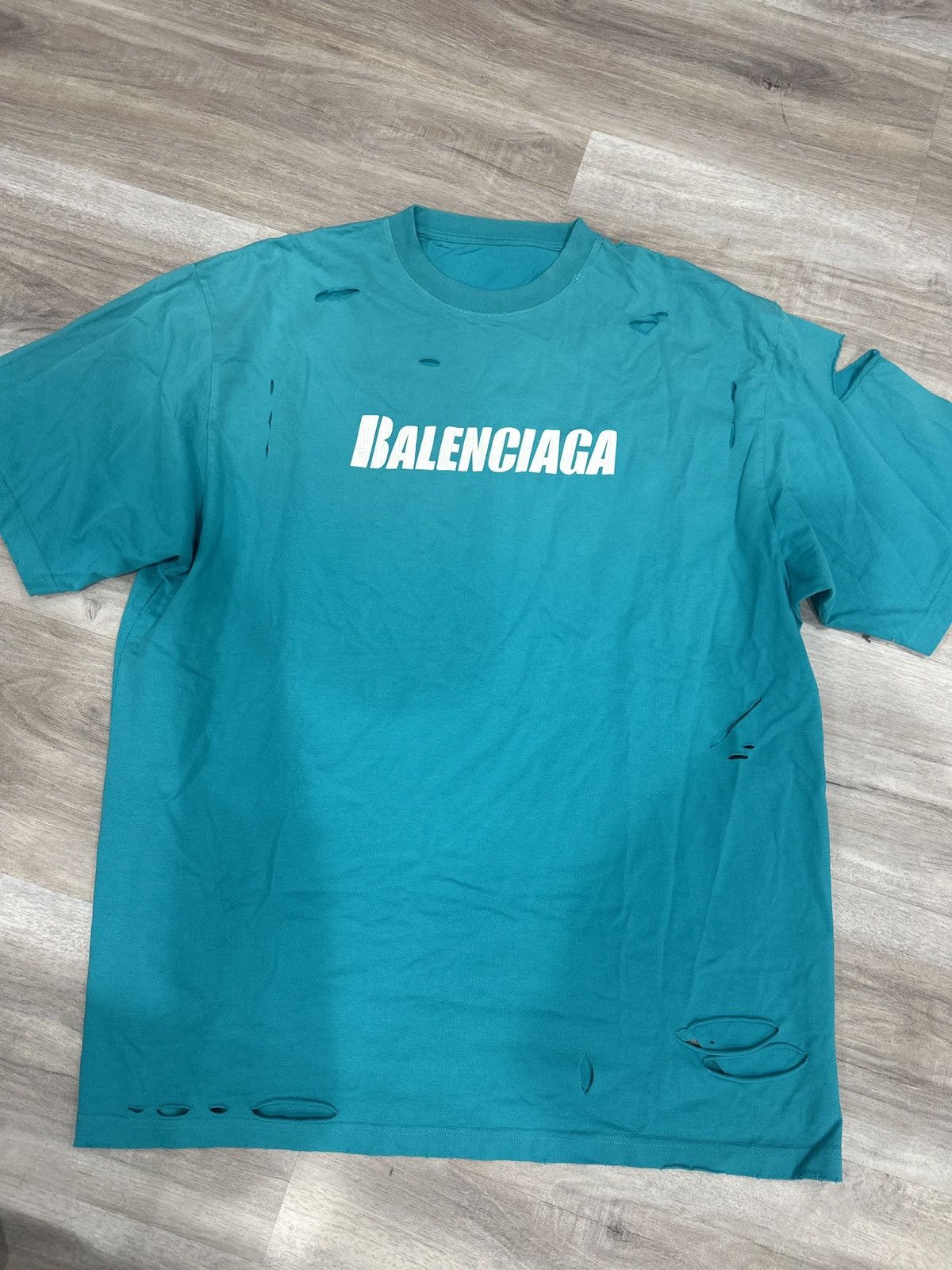 Balenciaga Balenciaga Caps Destroyed Flatground Tee | Grailed