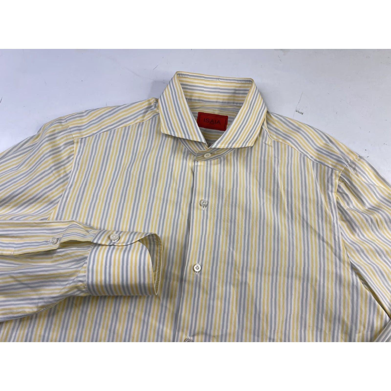 Isaia ISAIA Dress Shirt Striped Button Down Spread Collar Mens 16/41 Italy Multicolor Long Sleeve 100% Cotton Regular Weekday Business Formal Travel Shirt Size 42R - 2 Thumbnail