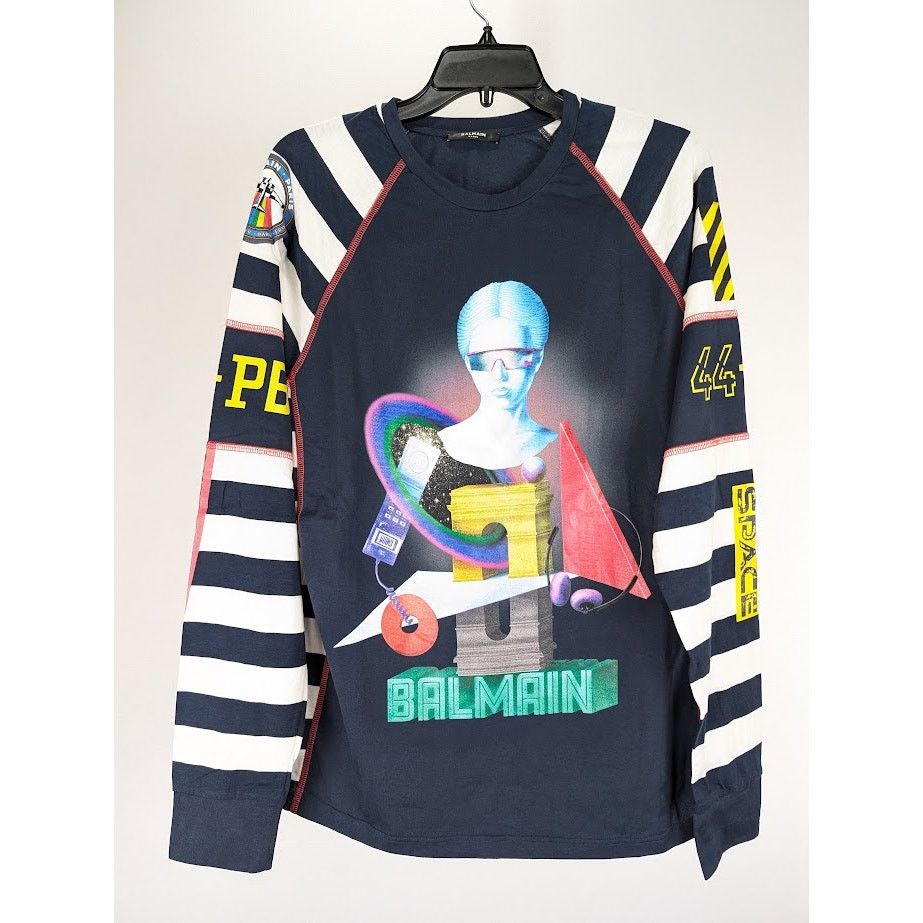 Balmain o1rshd1 Q:2 / Space Long Sleeve T-Shirt in Multicolor Size US M / EU 48-50 / 2 - 2 Thumbnail