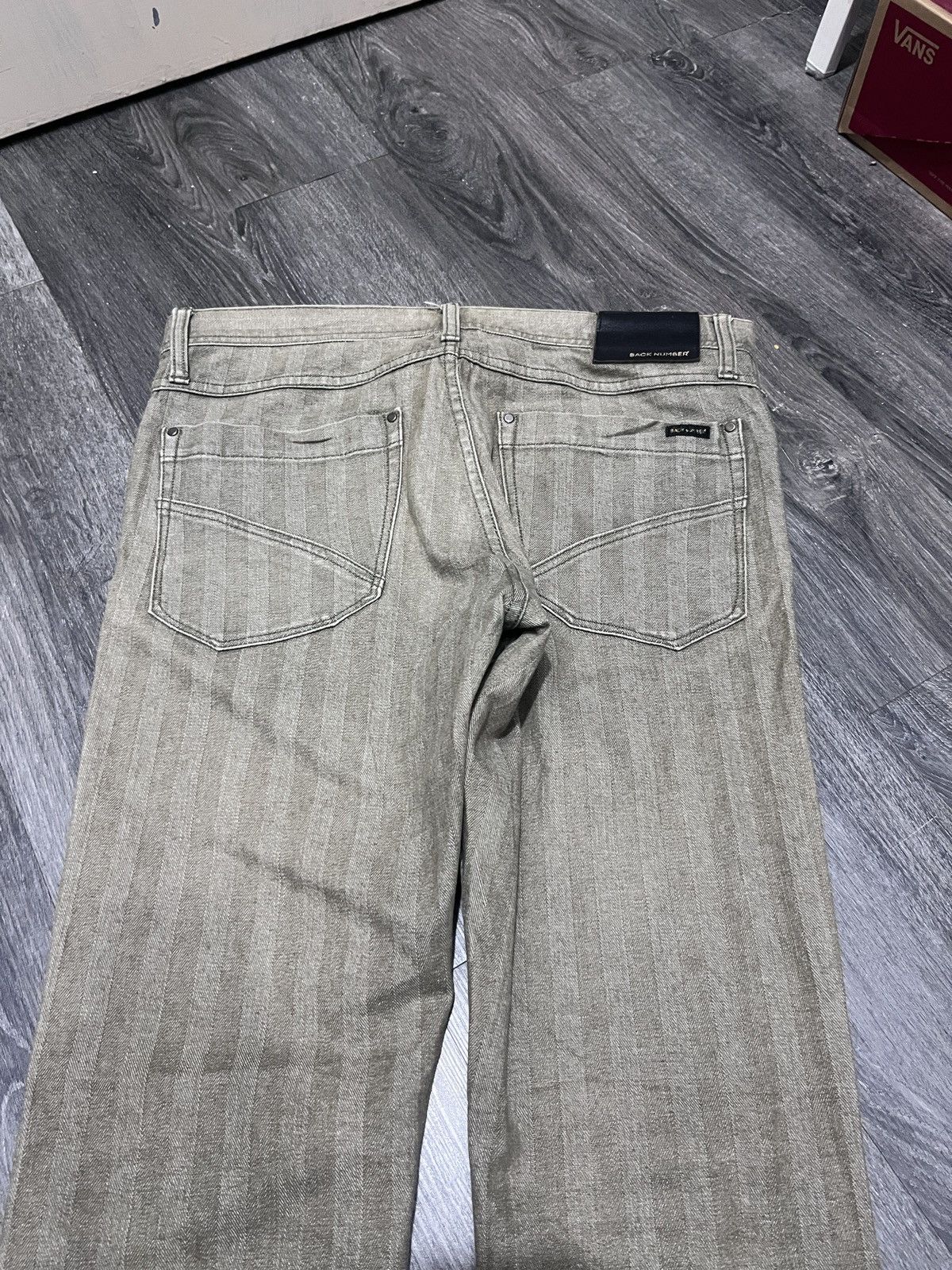 Le Grande Bleu (L.G.B.) LGB Inspired Back Number Faded Knee Trash Stripe Denim Size US 30 / EU 46 - 12 Thumbnail
