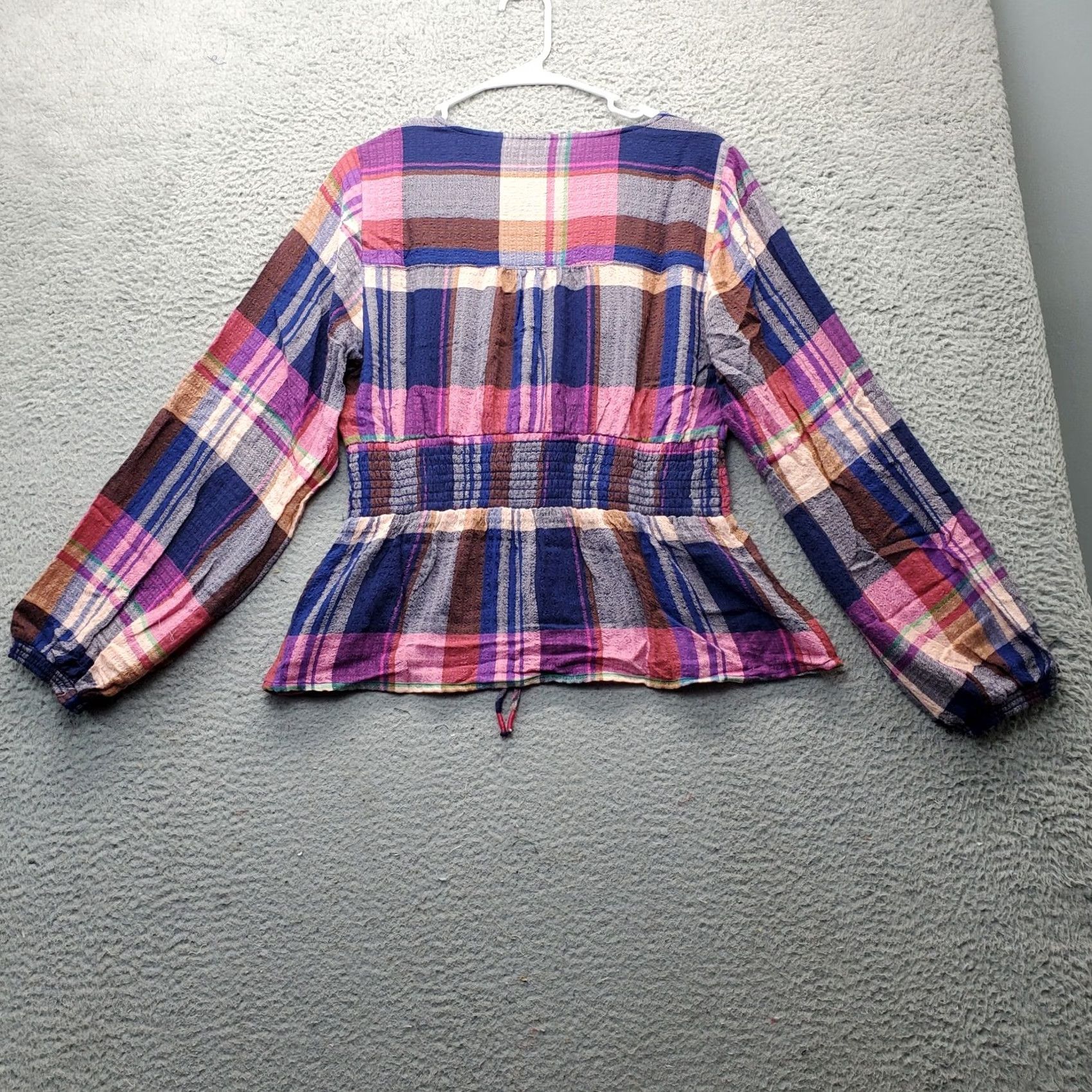 Vintage Pilcro Anthropologie Womens M Multi Plaid Tie Waist V Neck Button Front - Sale Size M / US 6-8 / IT 42-44 - 2 Thumbnail