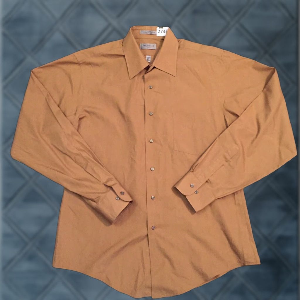 Van Heusen Van Heusen Button-Up Shirt Mens 16.5 Brown Long Sleeve Button-Front Collared Cotton Blend Regular 16.5 Mens Brown Shirt Size US XL / EU 56 / 4 - 1 Thumbnail