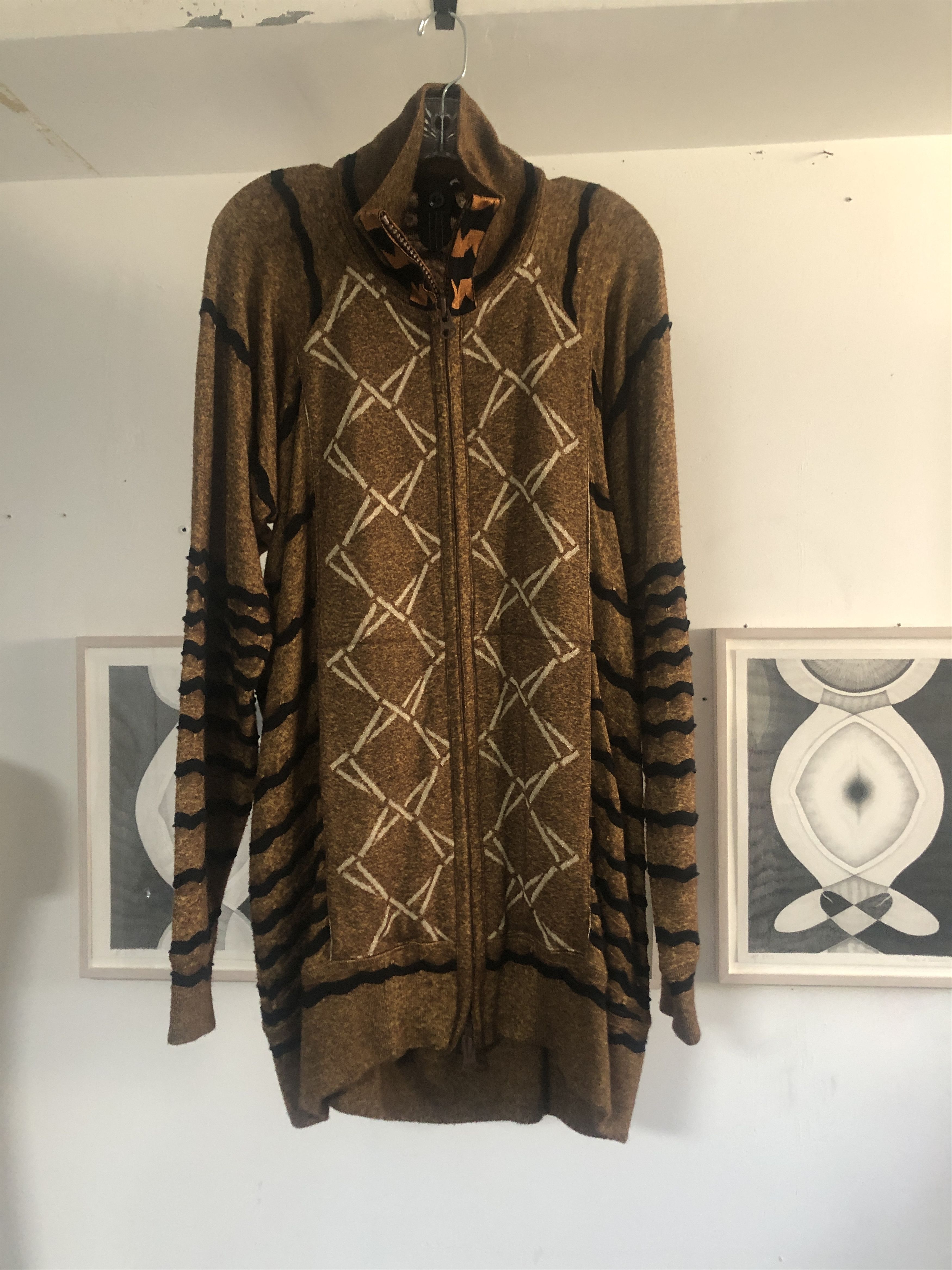 image of Bernhard Willhelm Bernhard Wilhelm Brown Printed Oversized Zip-Up, Men's (Size Medium)
