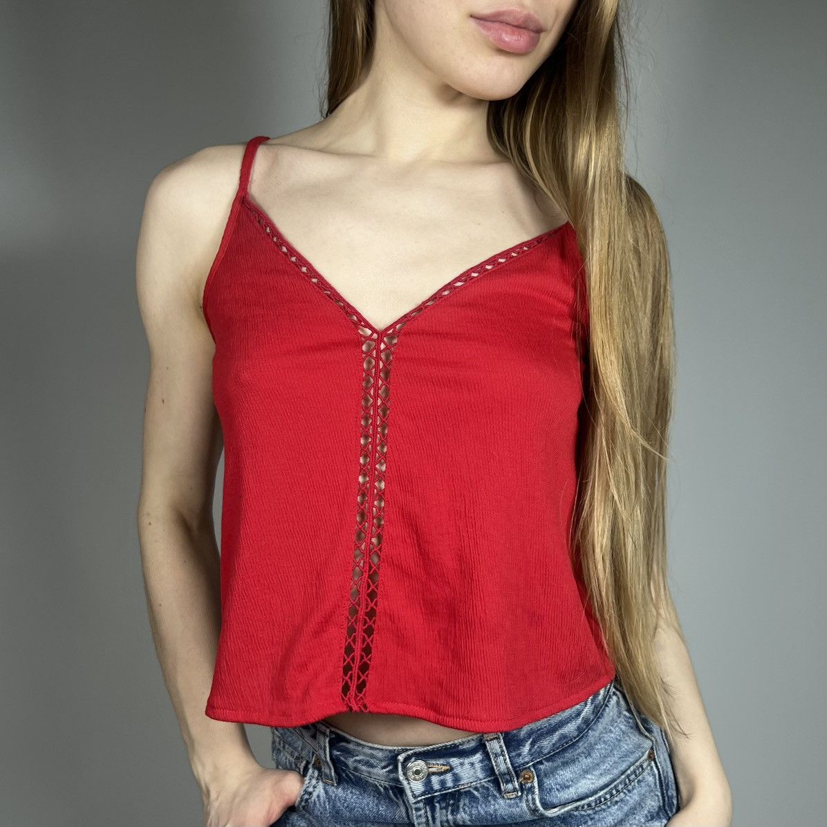 Vintage Vintage Y2K Sexy Retro Red Tank Top Japanese 90s Style Size M / US 6-8 / IT 42-44 - 1 Thumbnail