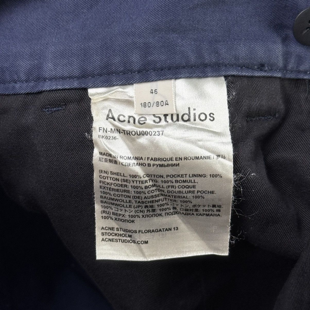 Acne Studios Acne Studios - Chino Straight Trouser Pants Size US 31 - 8 Thumbnail