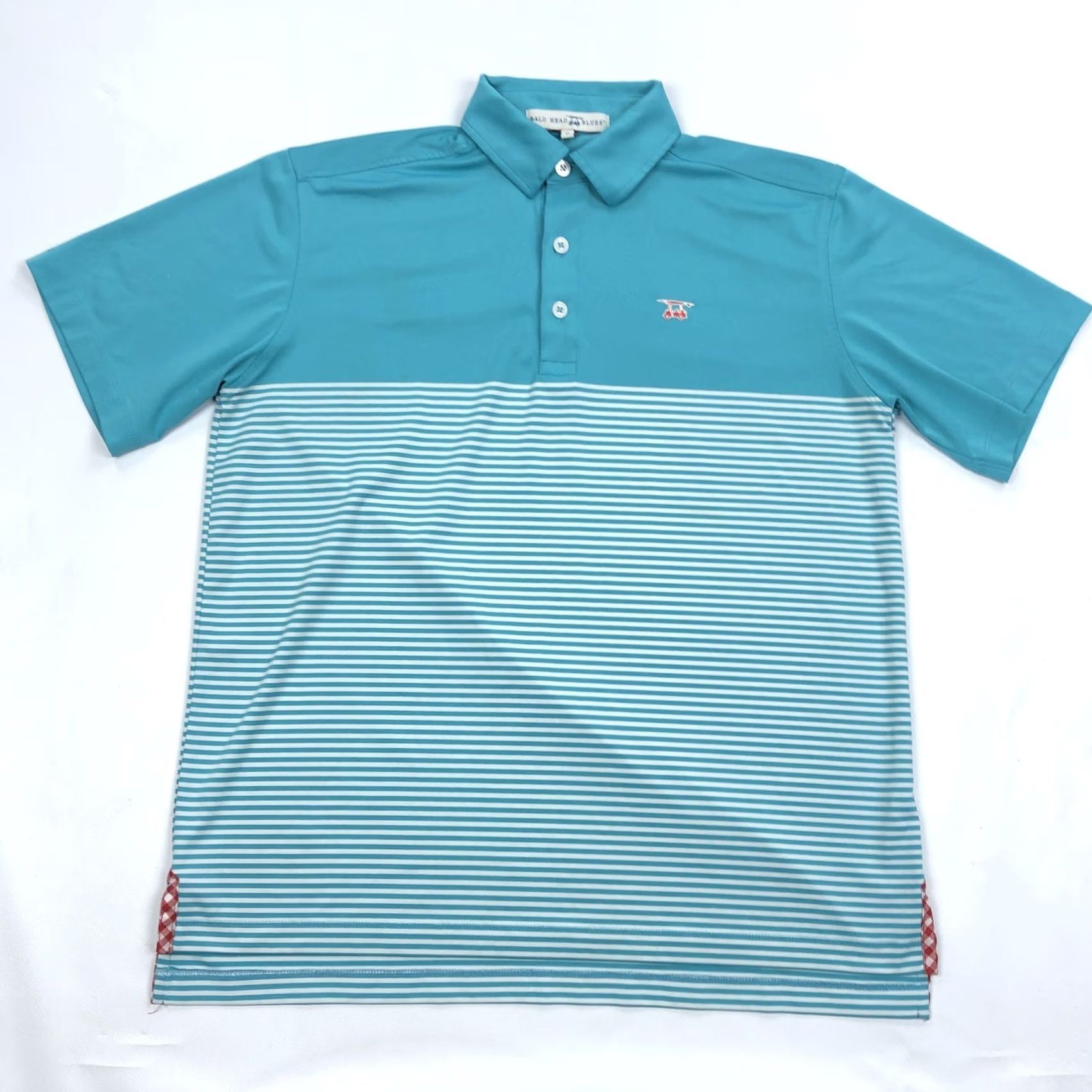 Vintage Bald Head Blues Polo Shirt Men S Teal White Striped Performance Golf Shirt Tee Shirt Polo Size US S / EU 44-46 / 1 - 2 Thumbnail