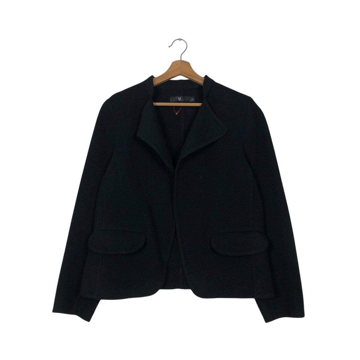 Jil Sander 🔥RICH BLACK CROPPED WOOL JACKET BIKER JILL SANDER J+ UNIQLO Size L / US 10 / IT 46 - 3 Thumbnail