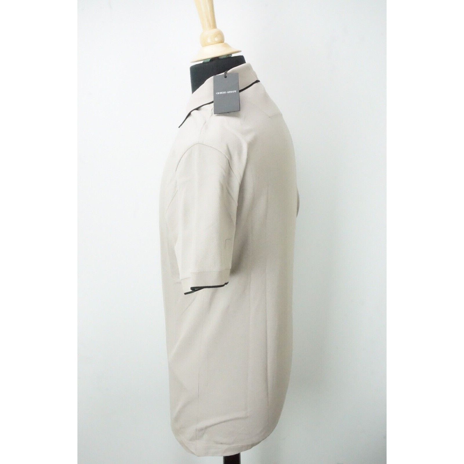 Giorgio Armani Black Label Beige Gray Cotton Polo Shirt Sz 4