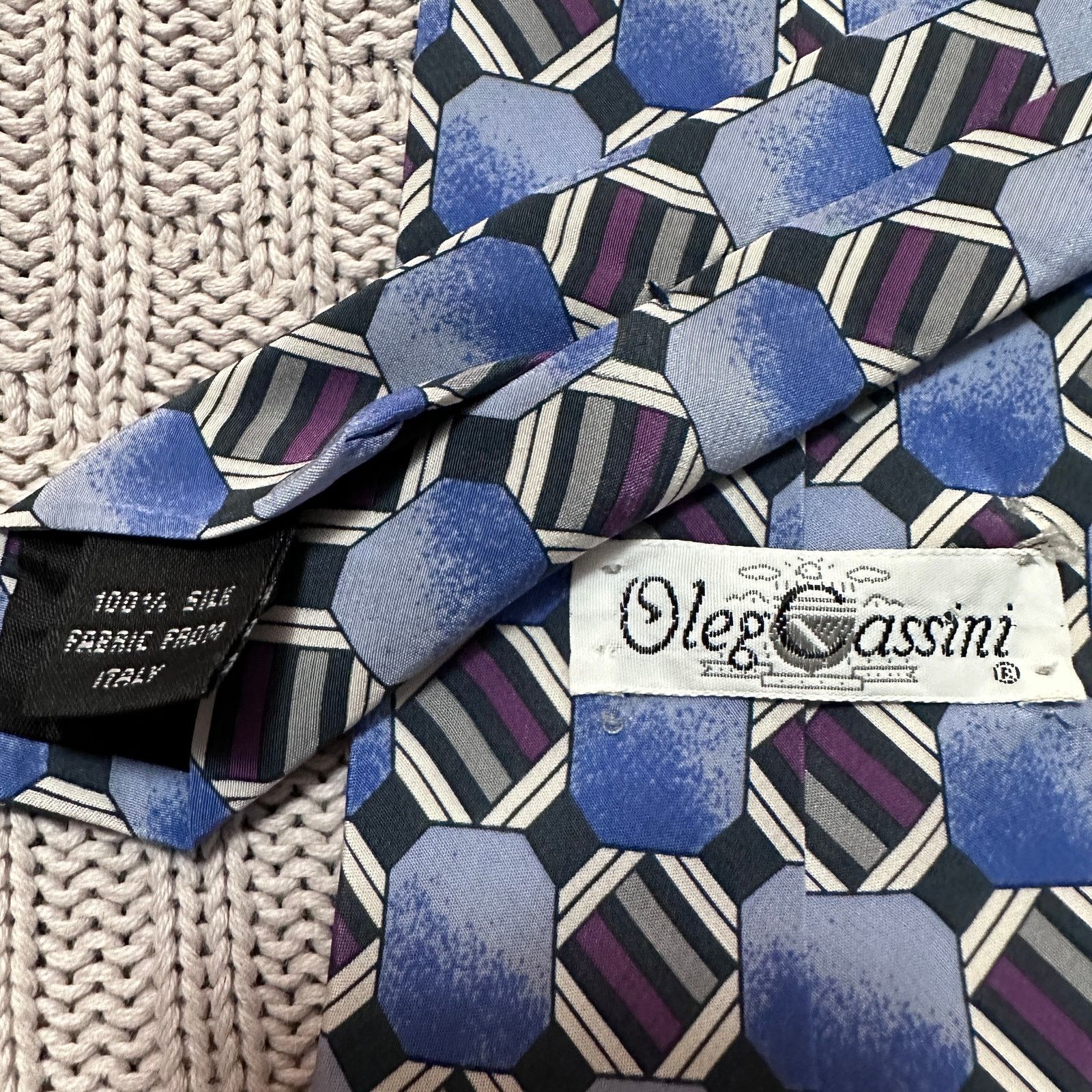 Oleg Cassini Oleg Cassini blue patterned Italian silk tie Size ONE SIZE - 3 Thumbnail