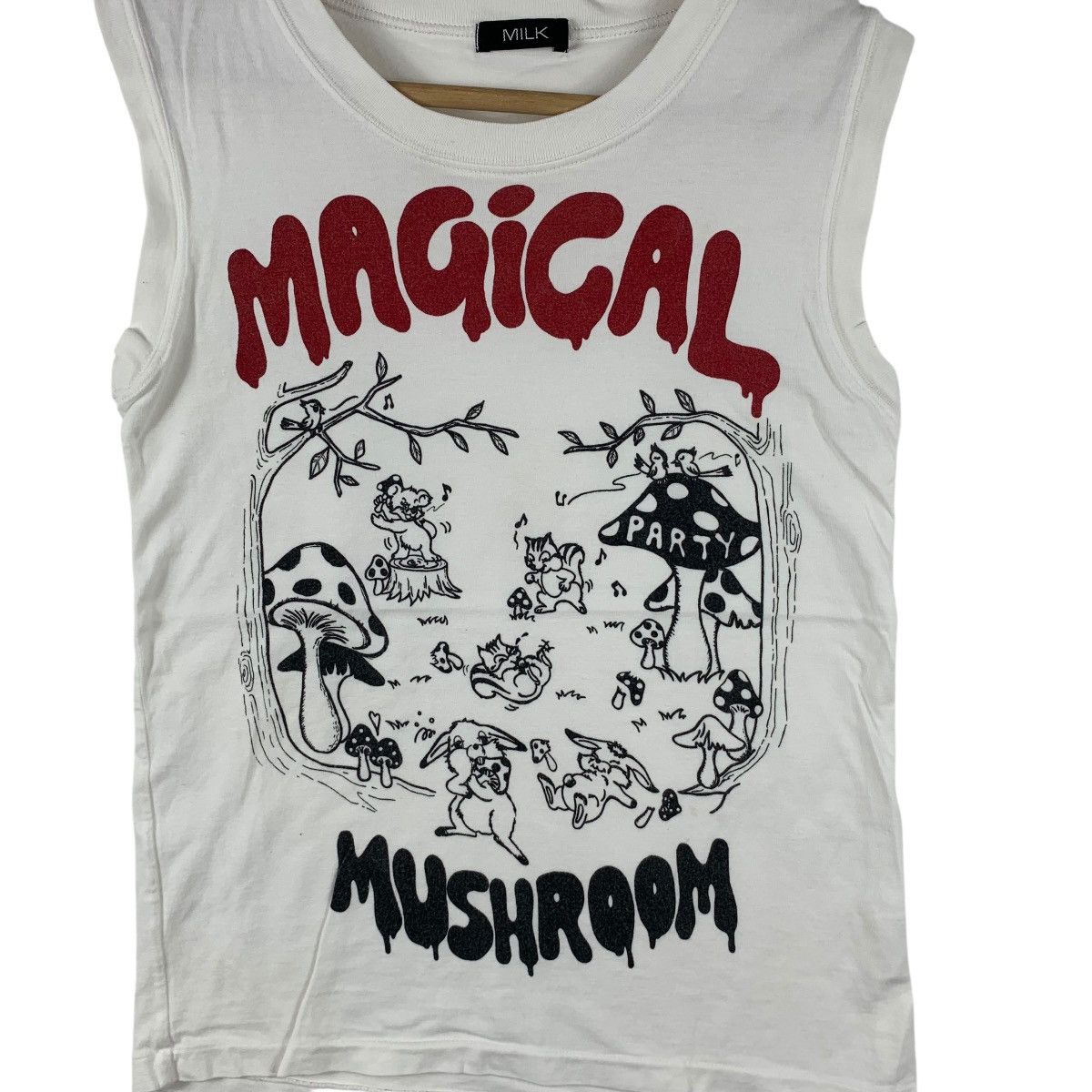 Vintage MILK JAPAN PUNK Magical Mushroom Party Tee Shirt Tank Top Size XXS / US 00 / IT 34 - 3 Thumbnail