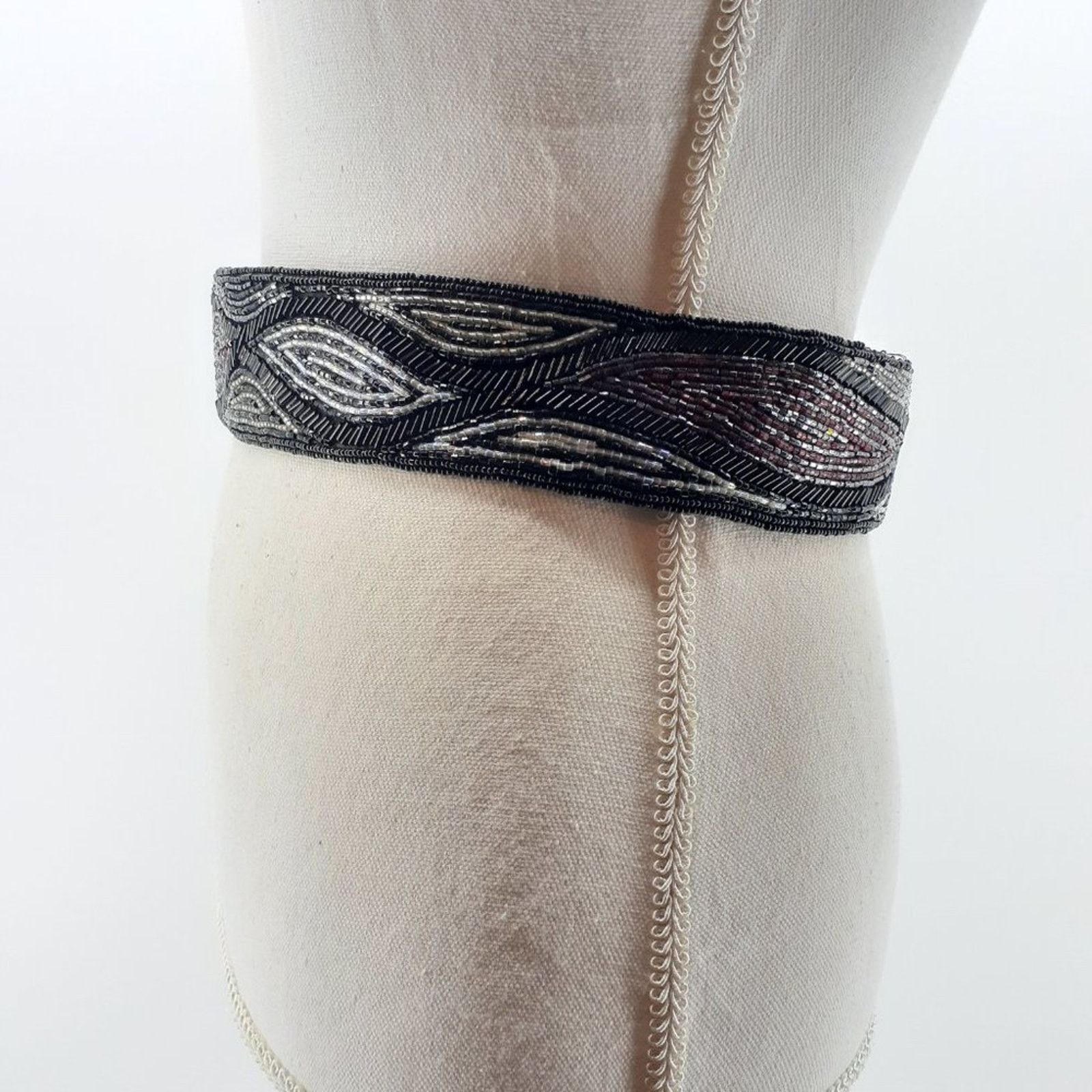 Vintage Vintage Women's Beaded Sequin Belt Sash 80's Cummerbund Glam Size ONE SIZE - 5 Thumbnail