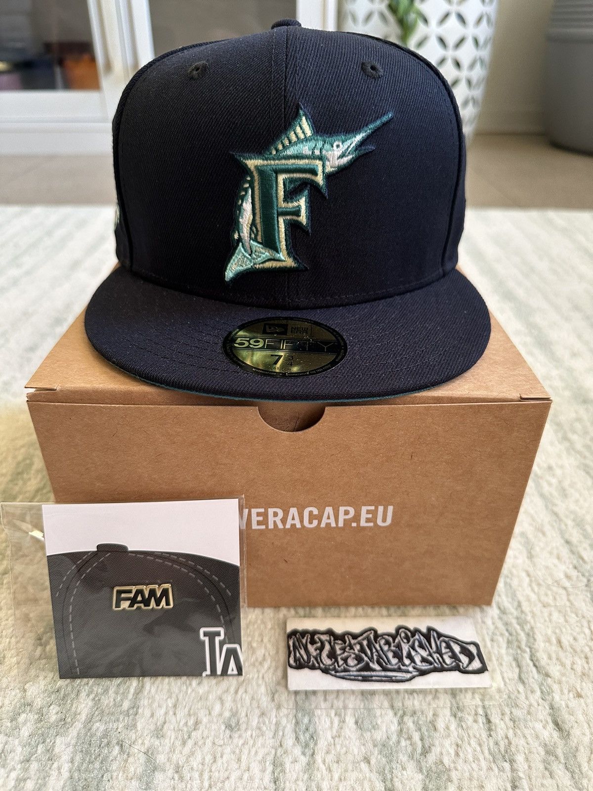 New Era Florida Marlins 10th Anniversary Fitted Cap Size 7 3/4 Size 34 - 1 Thumbnail