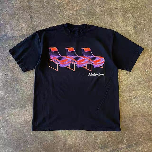 Japanese Brand × Vintage Black street washed retro beach chair print t-shirt Size US M / EU 48-50 / 2 - 1 Thumbnail