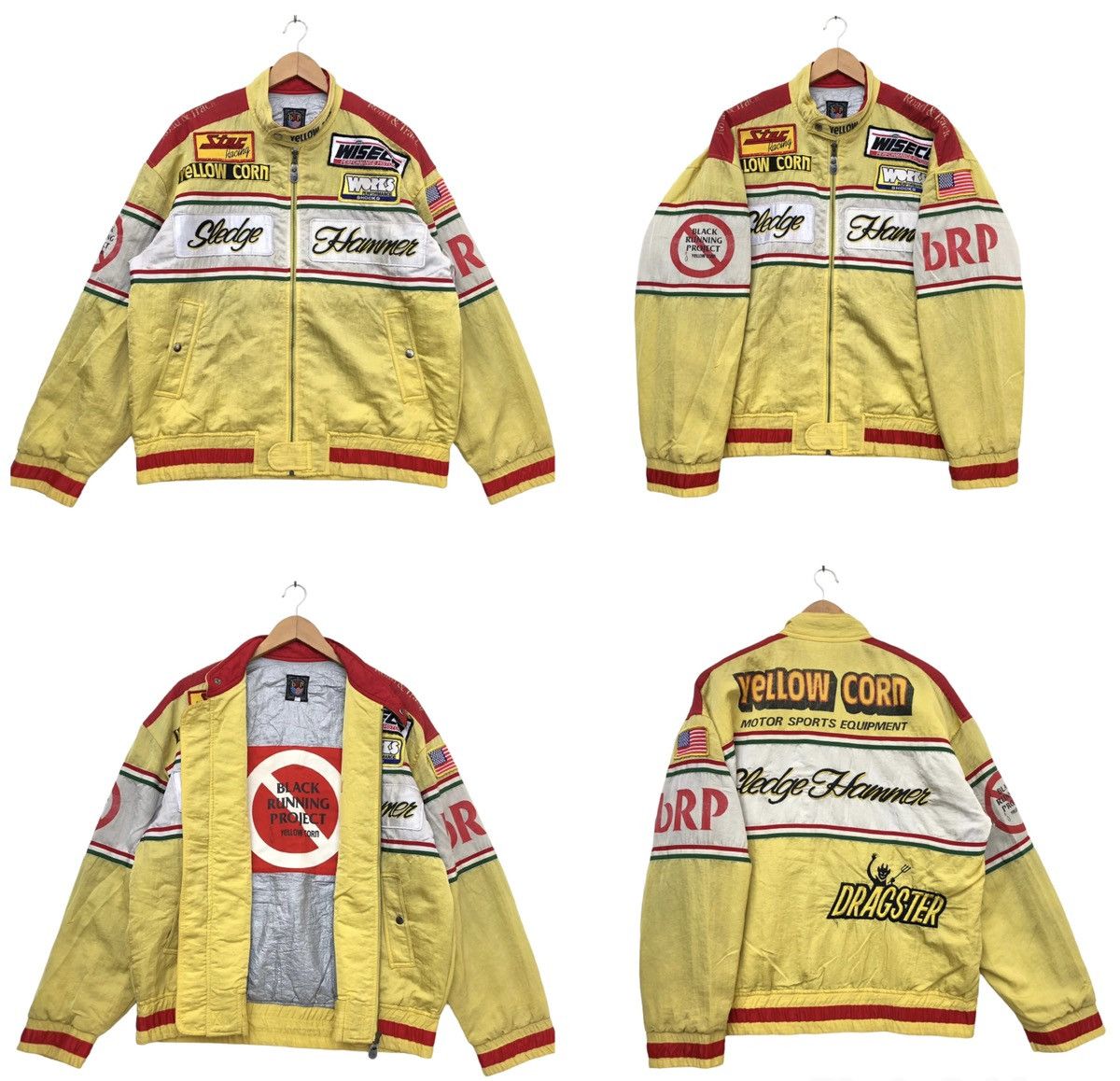 Vintage Yellow Corn Motorsports Sledge Hammer Jacket Large