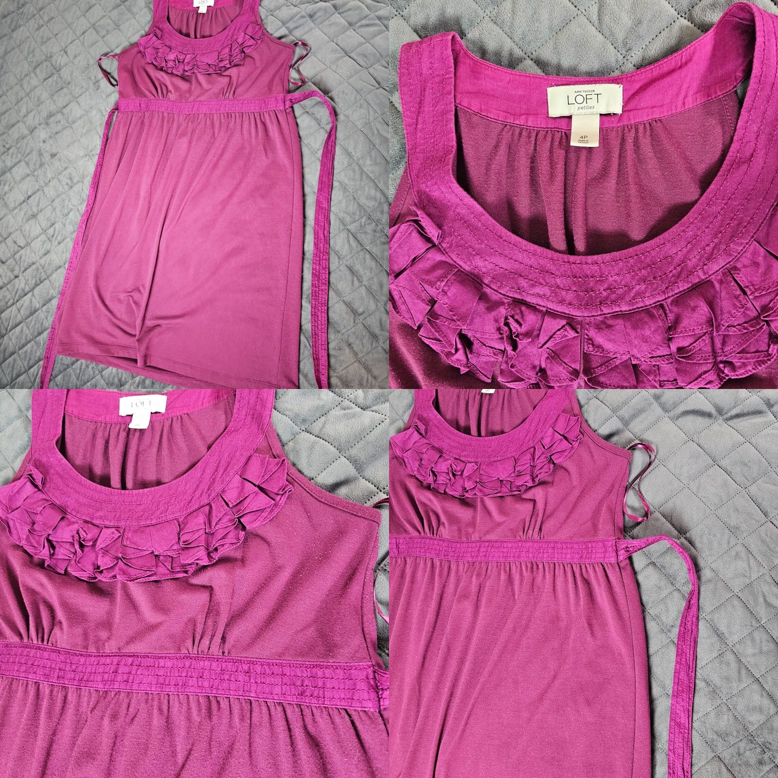 Loft Ann Taylor Loft Petite 4P Purple Sleeveless Blouse Tie Strands Casual Size S / US 4 / IT 40 - 8 Thumbnail