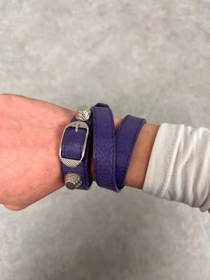 Balenciaga Balenciaga City Studded Purple Leather Bracelet Size ONE SIZE - 3 Thumbnail