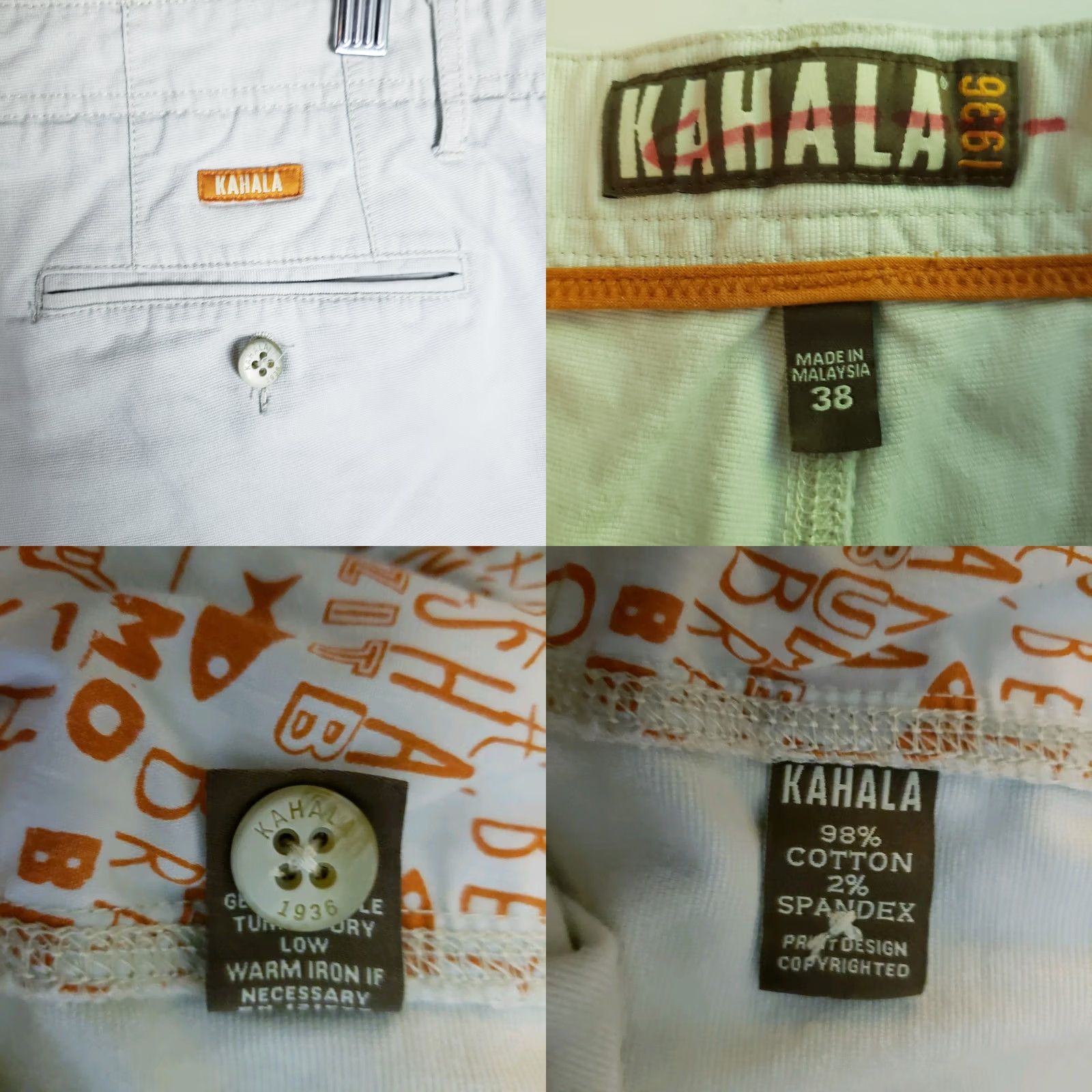 Vintage Kahala Men's 38x9 Beige Shorts Casual Cotton Spandex Flat Front Relaxed Inseam 9 in Pockets Golf Beach Summer Spring Fall Mens Size US 38 / EU 54 - 8 Thumbnail