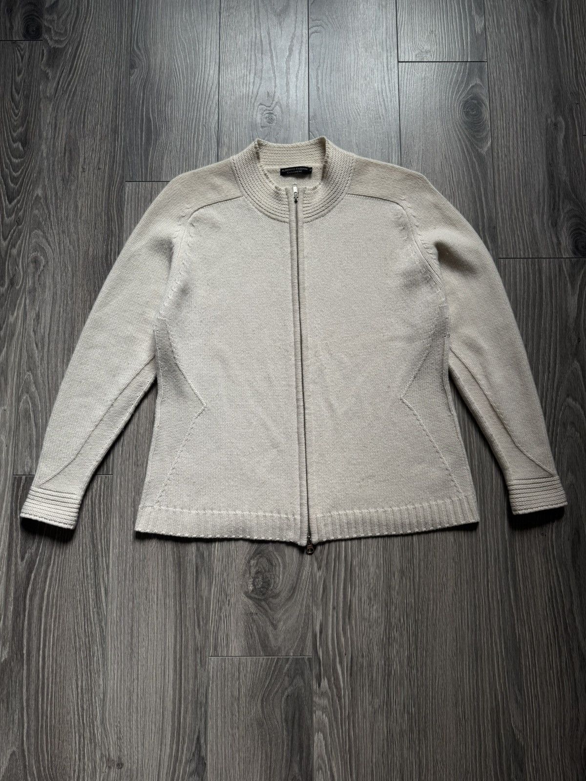 Other Alberto Fabiani Cashmere Zip Cardigan Sweater in L, Beige Size L / US 10 / IT 46 - 1 Thumbnail