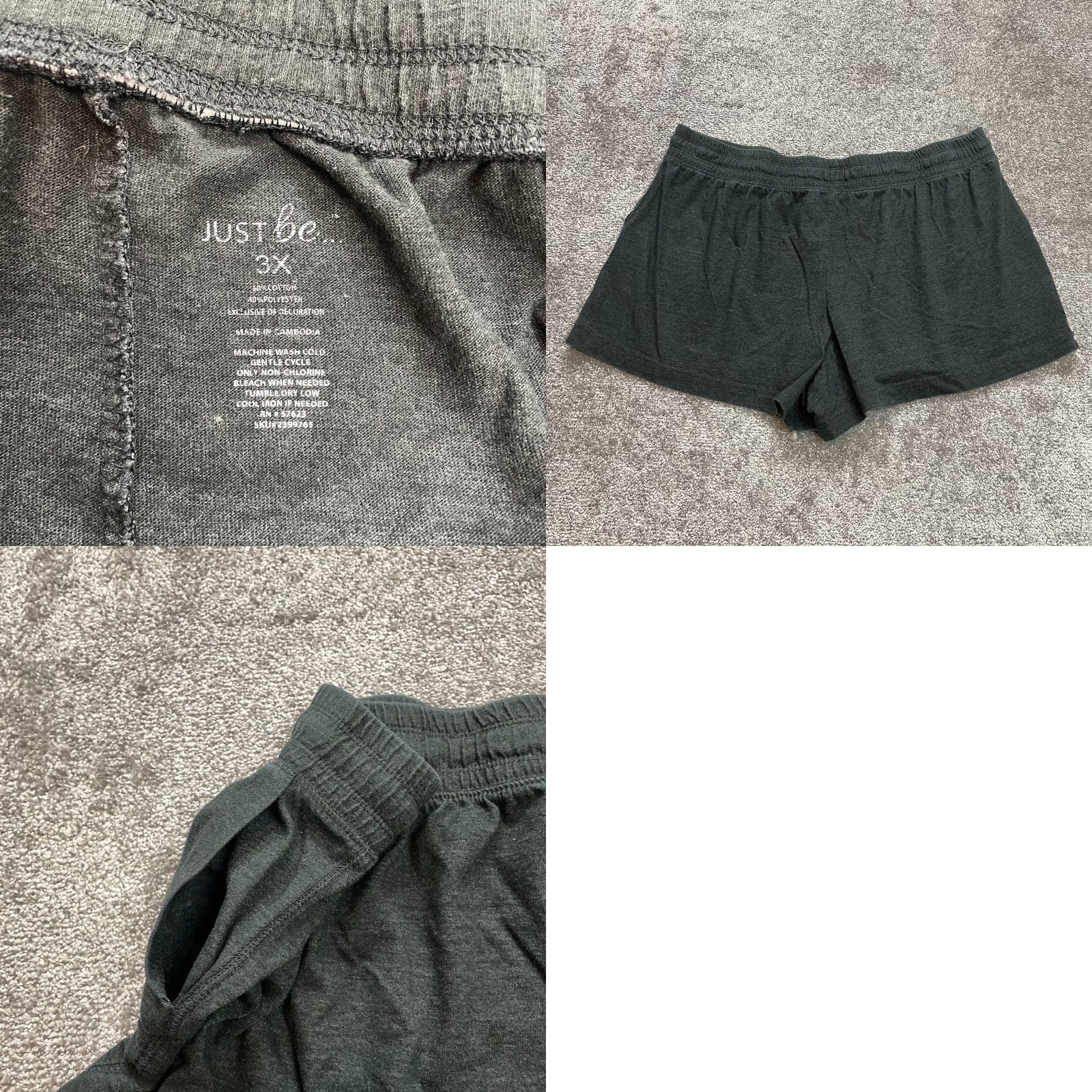 Vintage VINTAGE? No. Just Be Sweatshorts Womens 3X Dark Gray Elastic Drawstring Soft Casual Size ONE SIZE - 8 Thumbnail