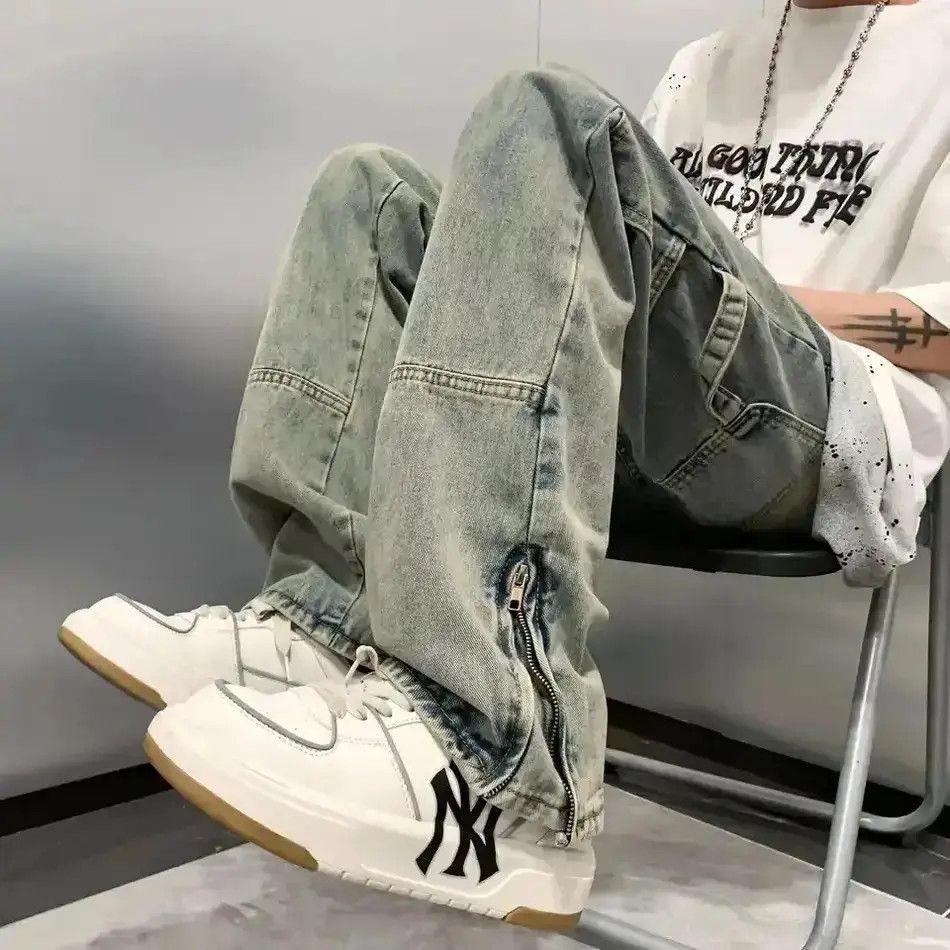 Japanese Brand Y2K Fashion Ankle Zipper Baggy Cargo Jeans Size US 32 / EU 48 - 6 Thumbnail
