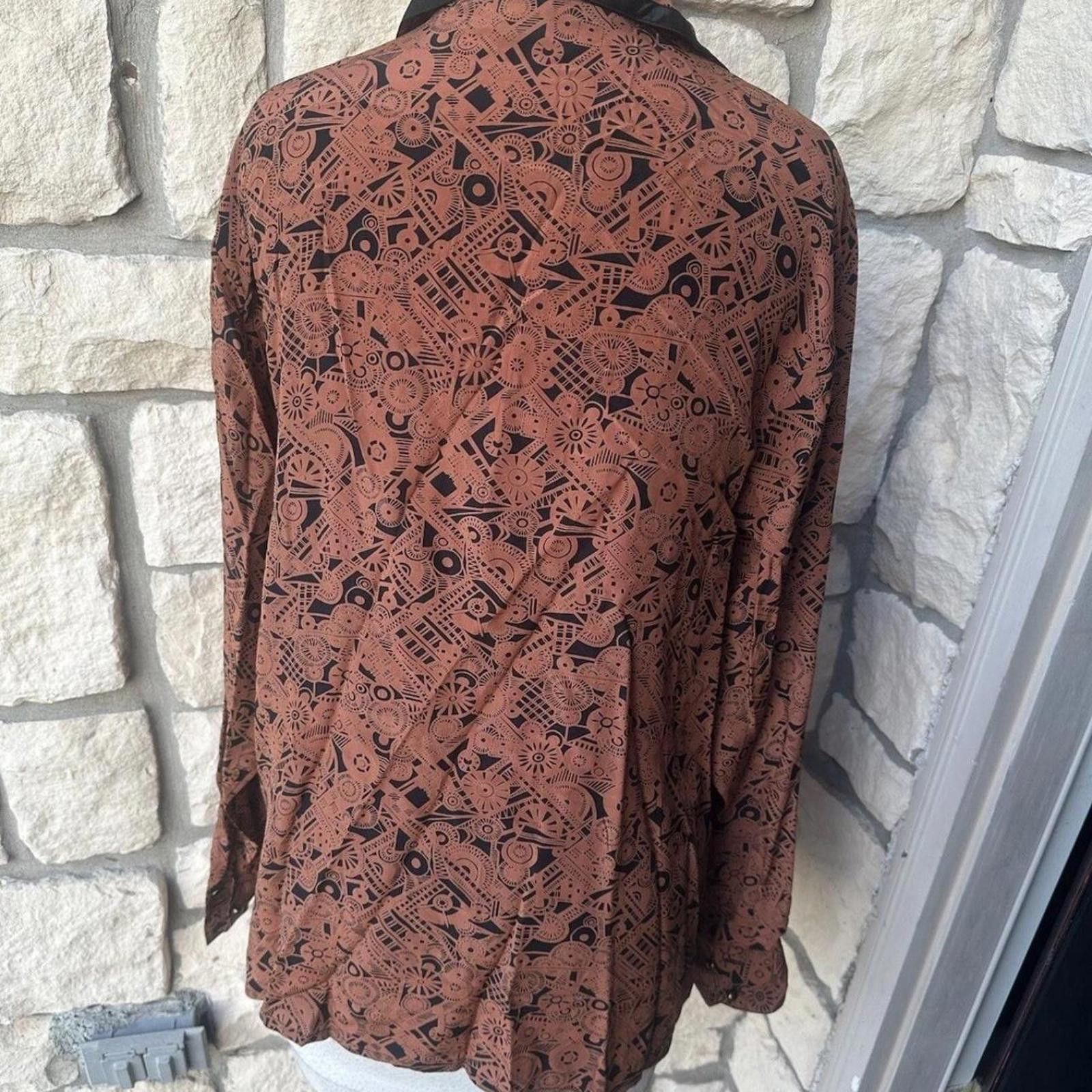 Oleg Cassini Tan and black vintage silk scarf accessories Size L / US 10 / IT 46 - 3 Thumbnail