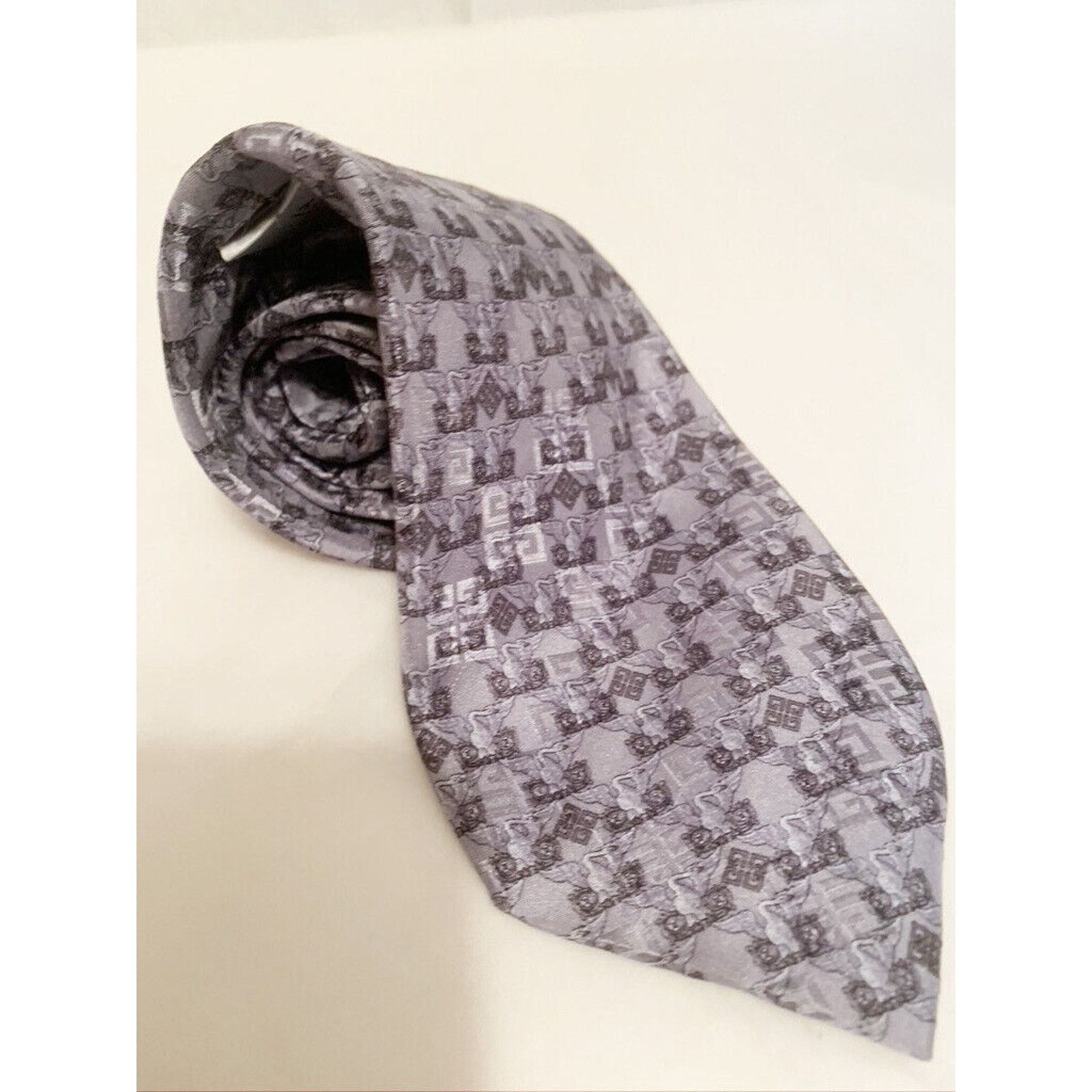 Givenchy Givenchy 100% Silk tie Blue/Gray and black Pattern Swan Size ONE SIZE - 1 Thumbnail