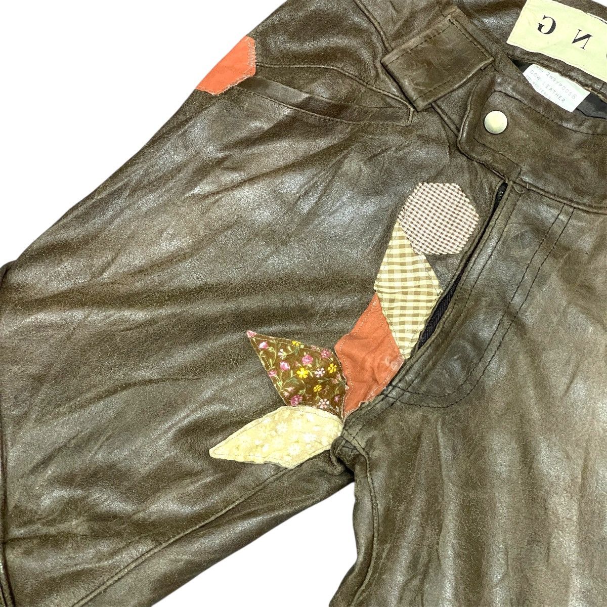 If Six Was Nine Vintage Wrong Seditionaries Patches Cowhide Leather Pants Size US 29 - 10 Thumbnail