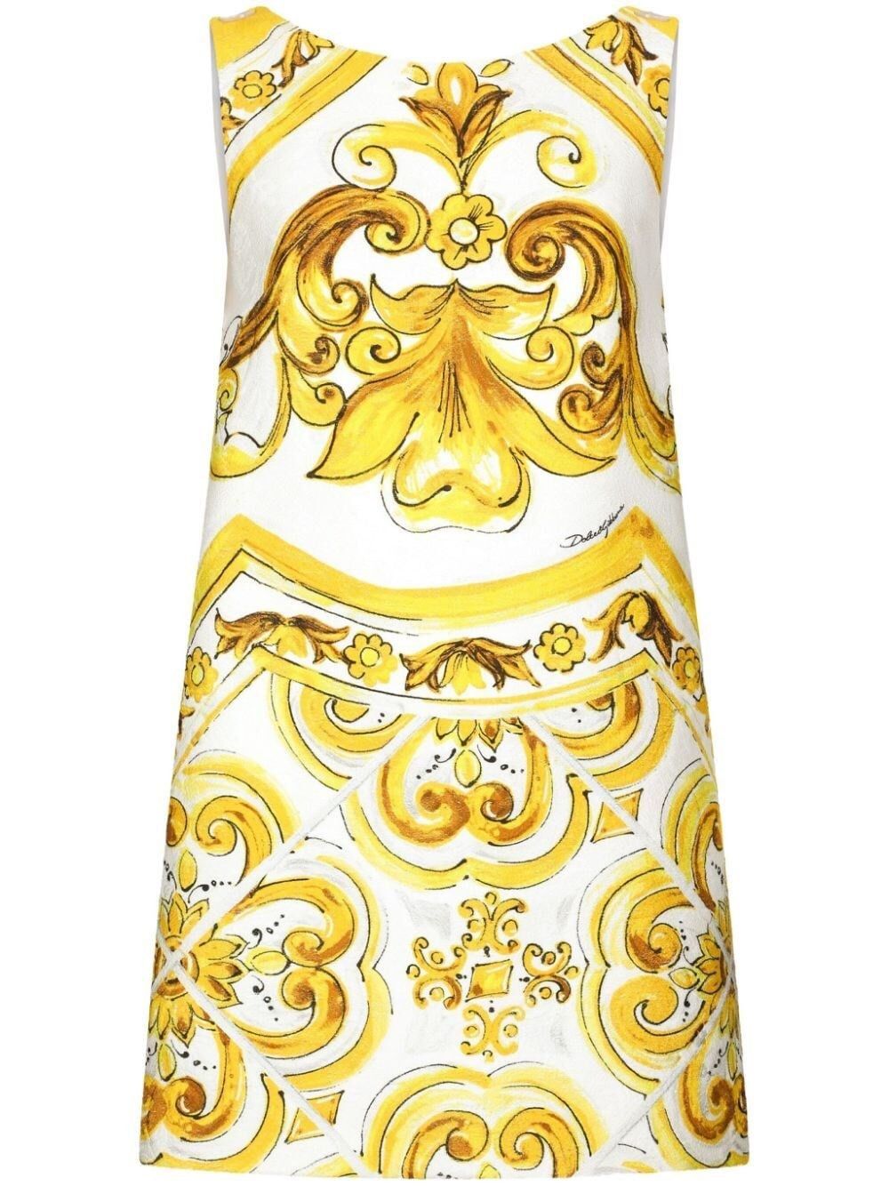 o1s22i1n1024 Mini Brocade Dress in White & Yellow