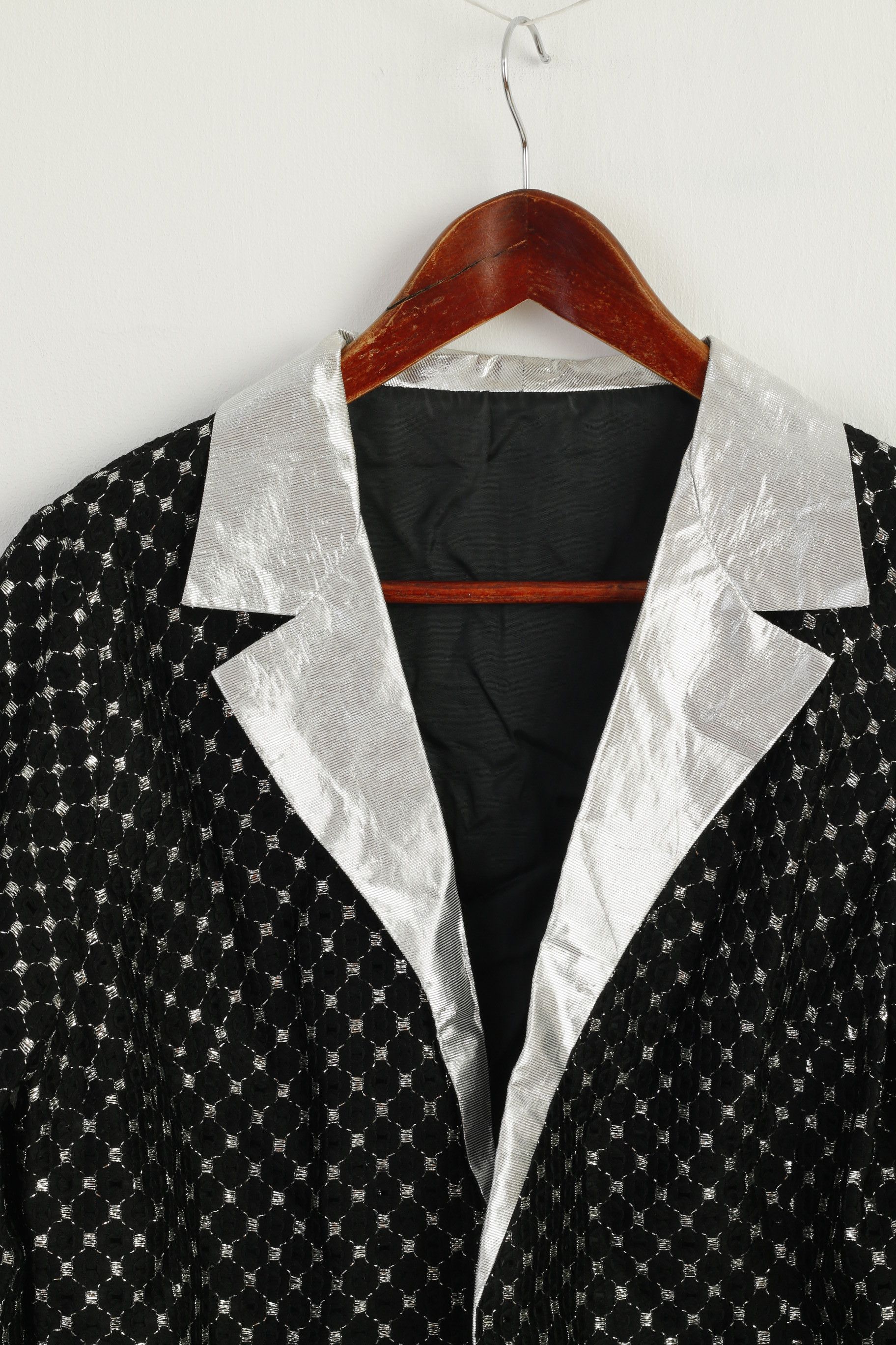 Vintage Vintage Women 44 L Cropped Blazer Black Silver 7928 Size L / US 10 / IT 46 - 2 Thumbnail
