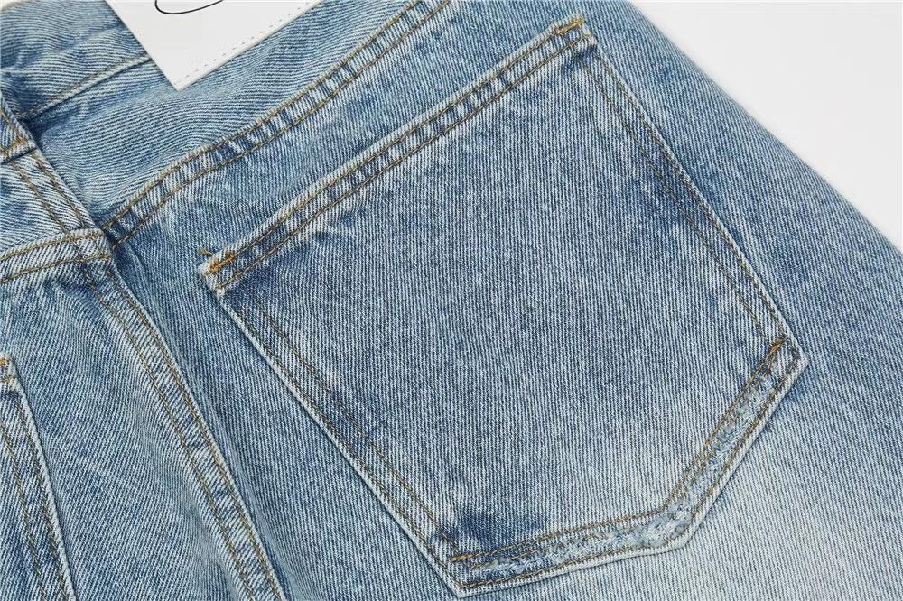 Japanese Brand × Jean Men's solid color washed distressed irregular hem jeans Size US 32 / EU 48 - 5 Thumbnail