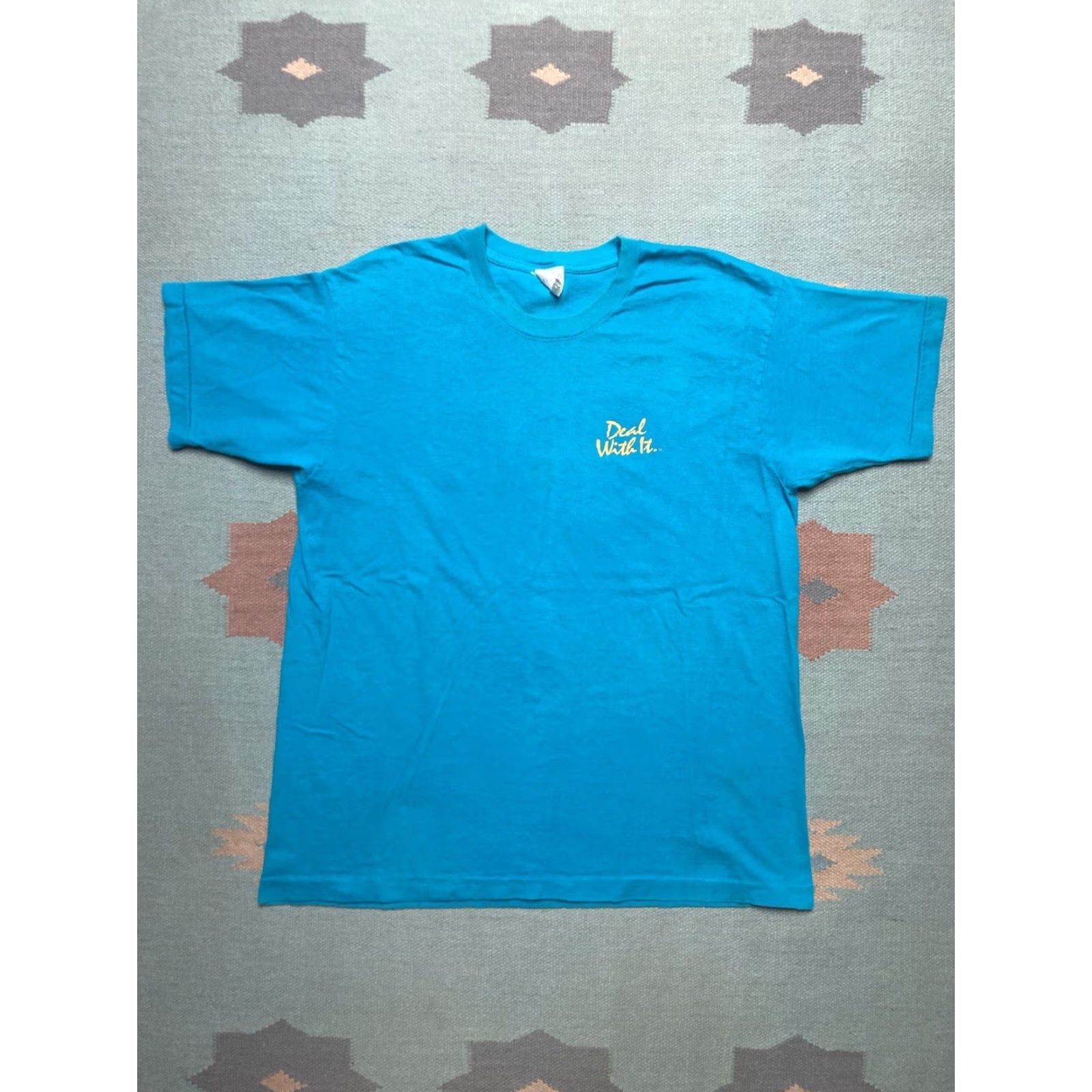 Vintage VINTAGE 90s graphic T-Shirt Hero XL Blue Men, Single Stitch, Deal with it either hero or a zero, 23" Pit to Pit, 29" Length Size US XL / EU 56 / 4 - 5 Thumbnail