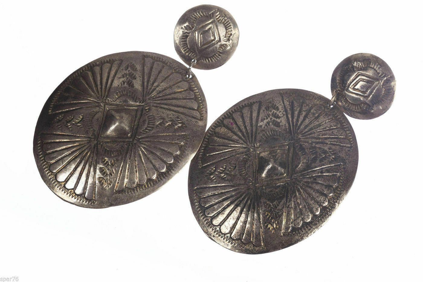 Handmade Sterling Tribal Inspired Concho Chandelier Earrings Alberto Size ONE SIZE - 2 Thumbnail