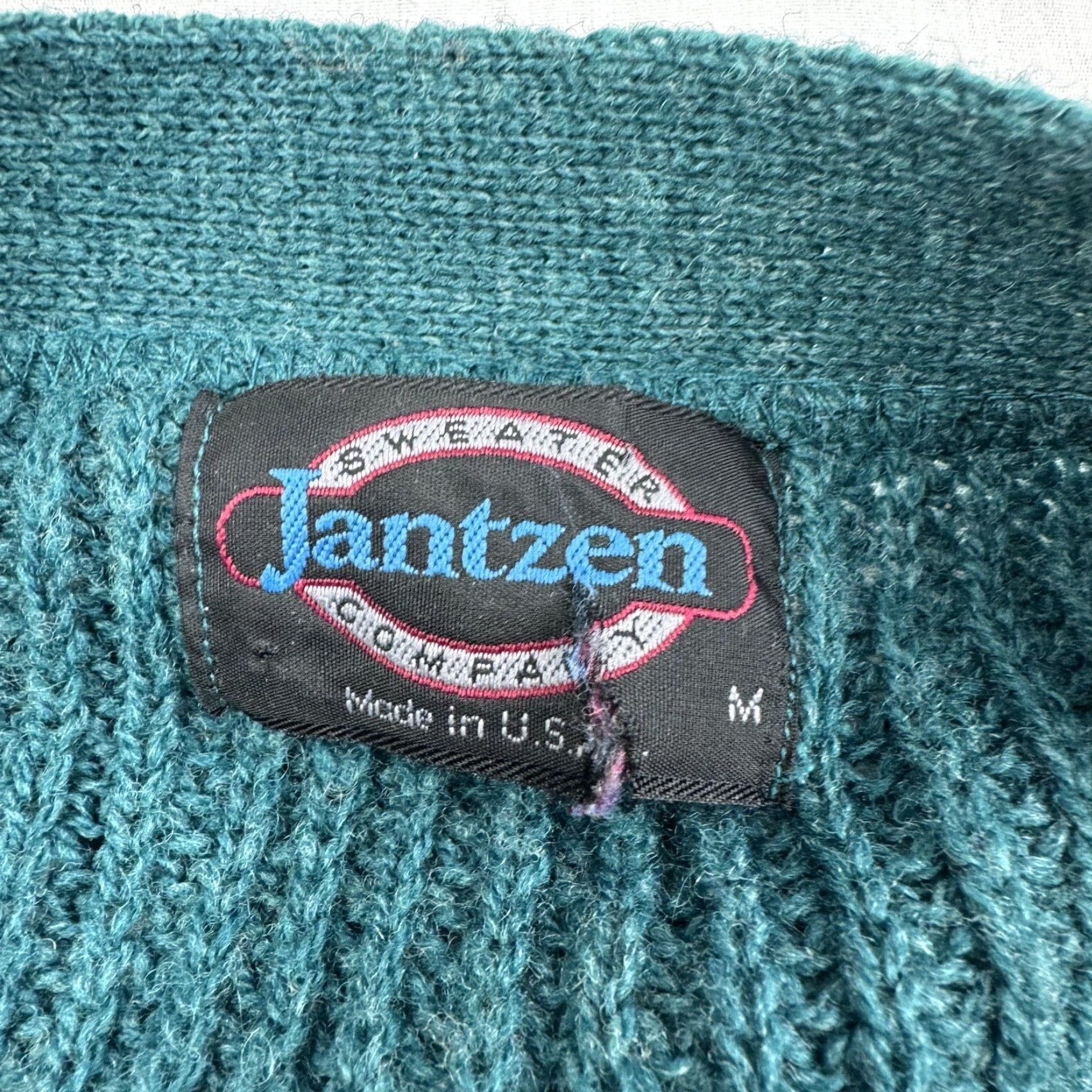 Jantzen VINTAGE Jantzen Cardigan Sweater Adult Large Green Wool Blend USA 90s Mens Size US L / EU 52-54 / 3 - 4 Thumbnail