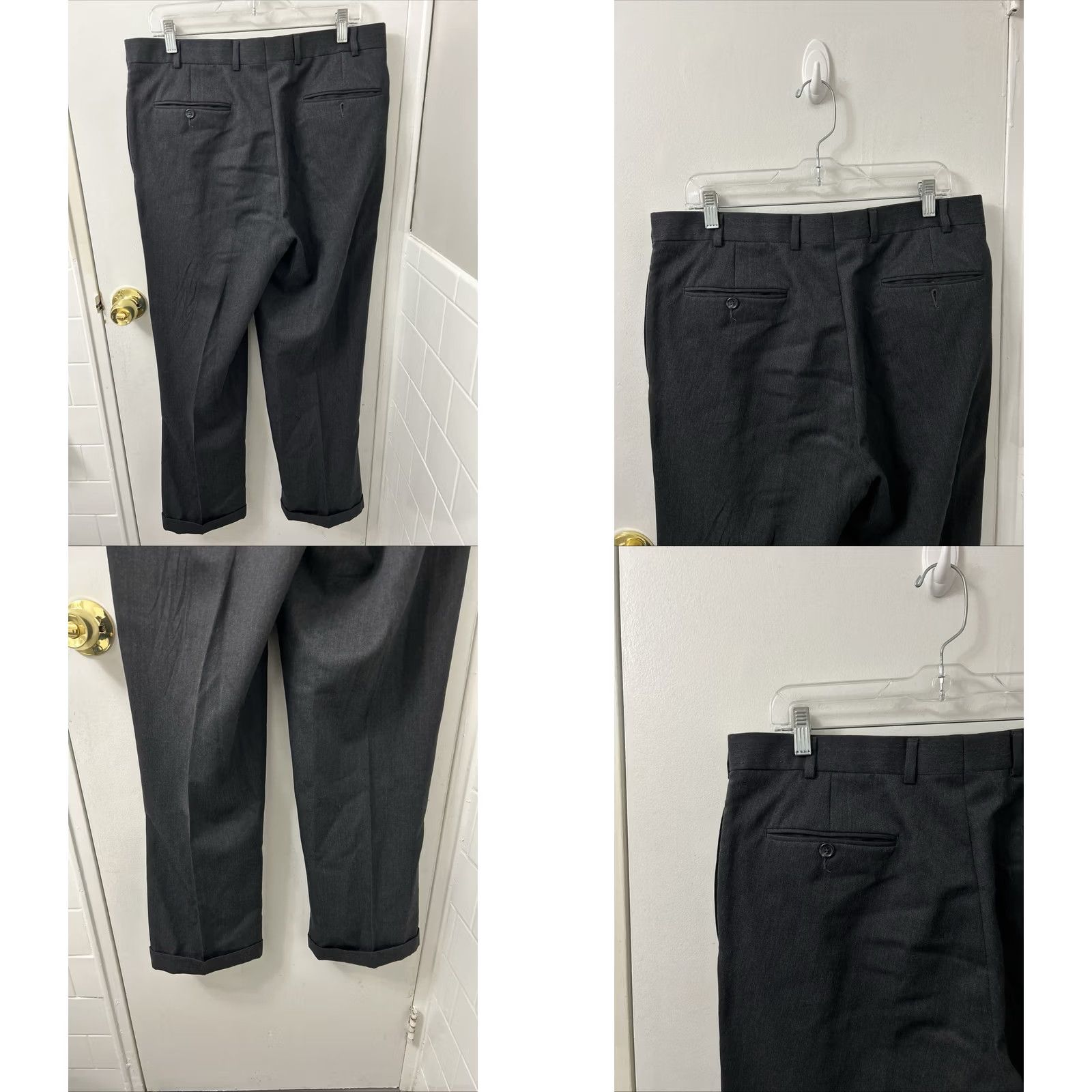 Brooks Brothers Brooks Brothers Pants Mens 35x31 Gray Wool Pleated Cuffed Straight Leg Dress Pants Size US 35 - 8 Thumbnail