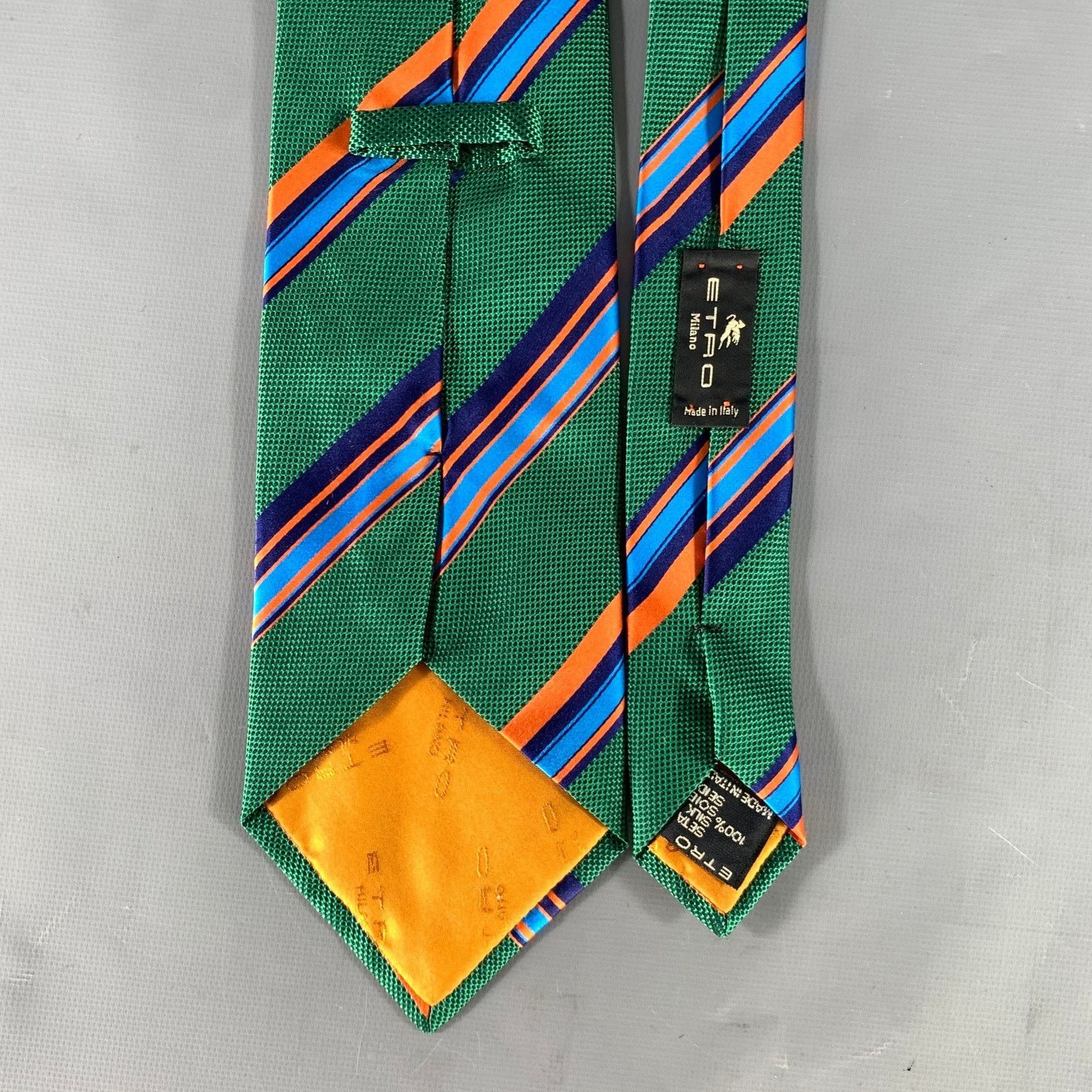 Etro ETRO Green Orange & Blue Stripe Silk Tie Size ONE SIZE - 2 Thumbnail