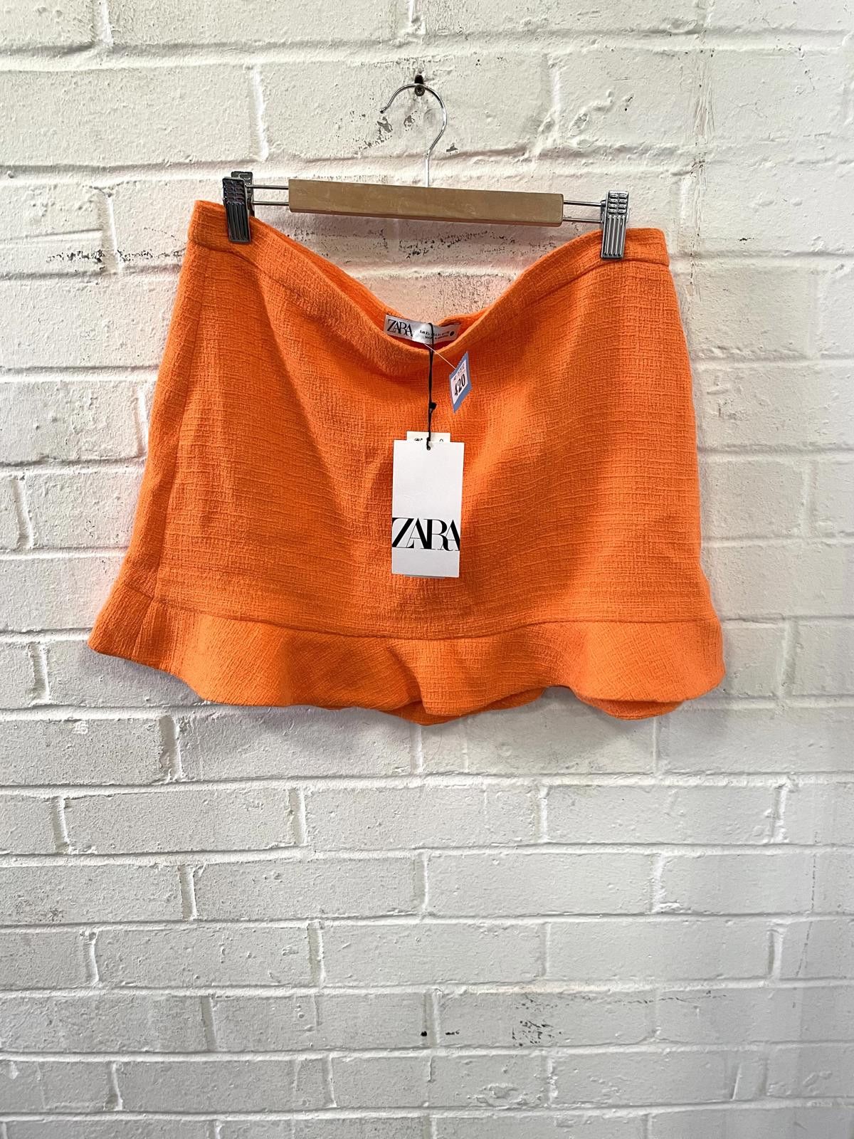 Zara Zara Orange Tweed Mini Skirt with Ruffle Hem Size 40" / US 18 - 1 Thumbnail
