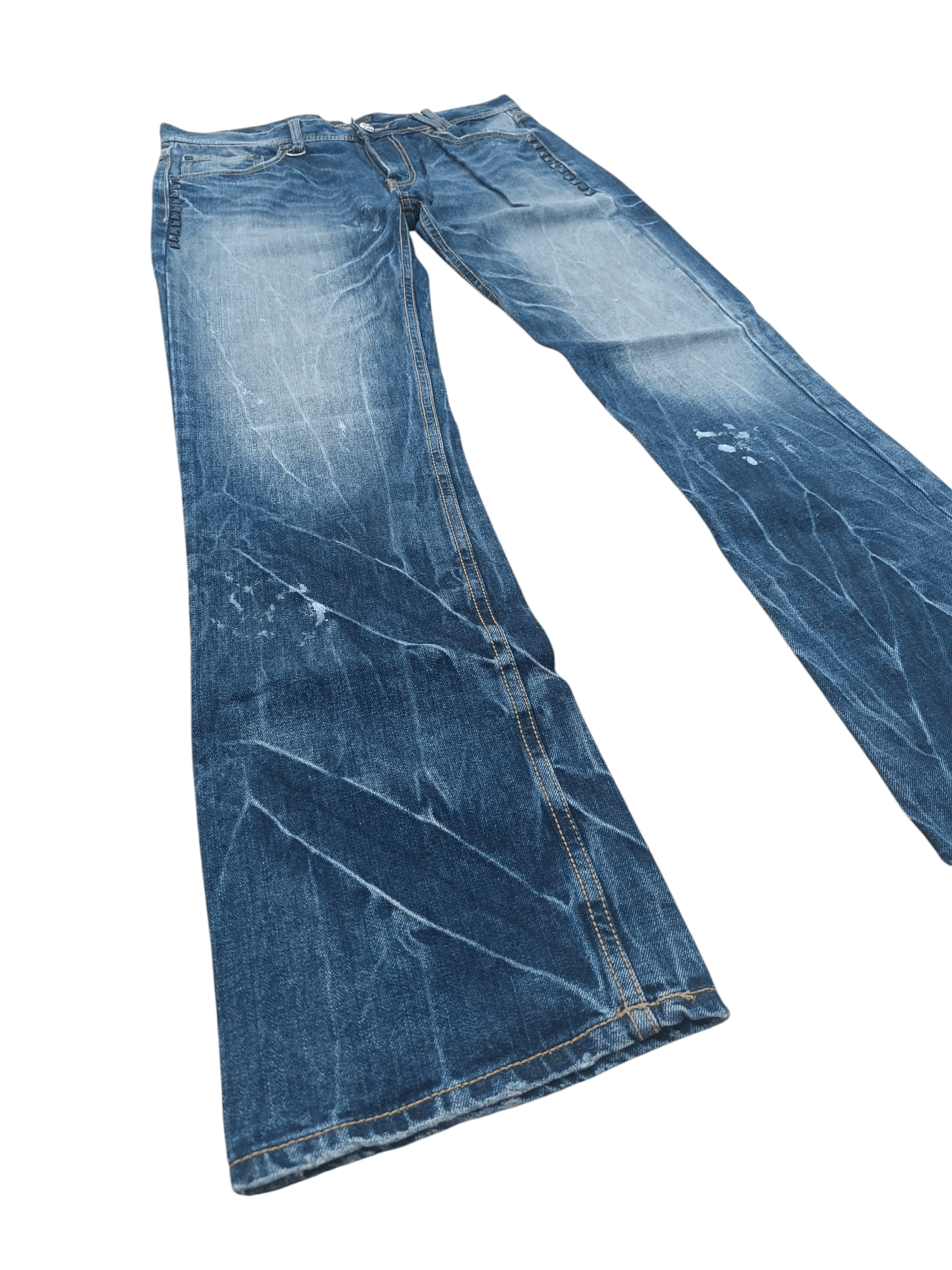 Japanese Brand × Seditionaries FIRE 🔥 Japanese Painted Faded Flare Stud Jeans 🔥 E065 Size US 34 / EU 50 - 1 Thumbnail