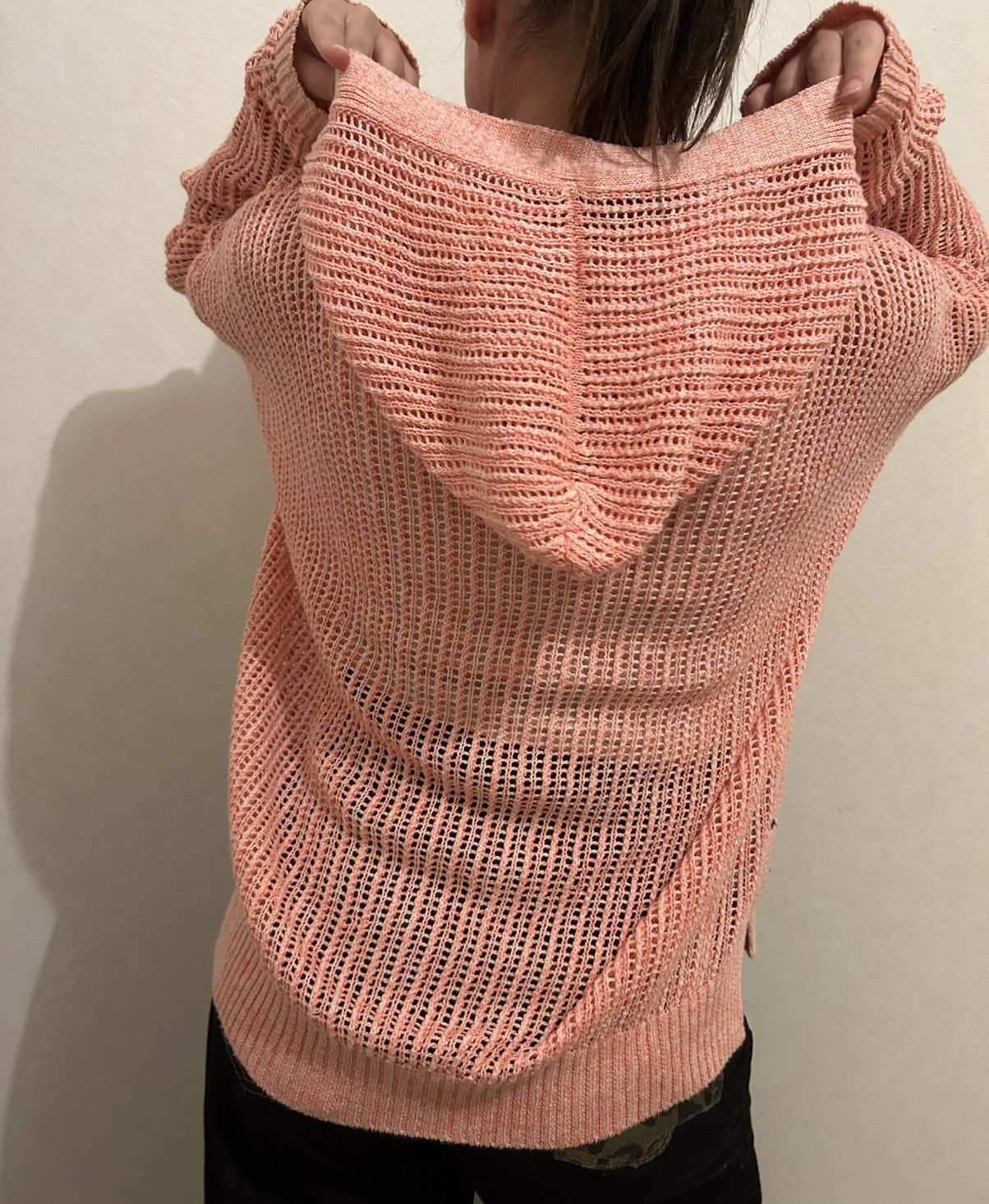 Roberto Collina Roberto Collina Pink Hooded Cardigan Open Knit Linen Size M Size M / US 6-8 / IT 42-44 - 6 Thumbnail