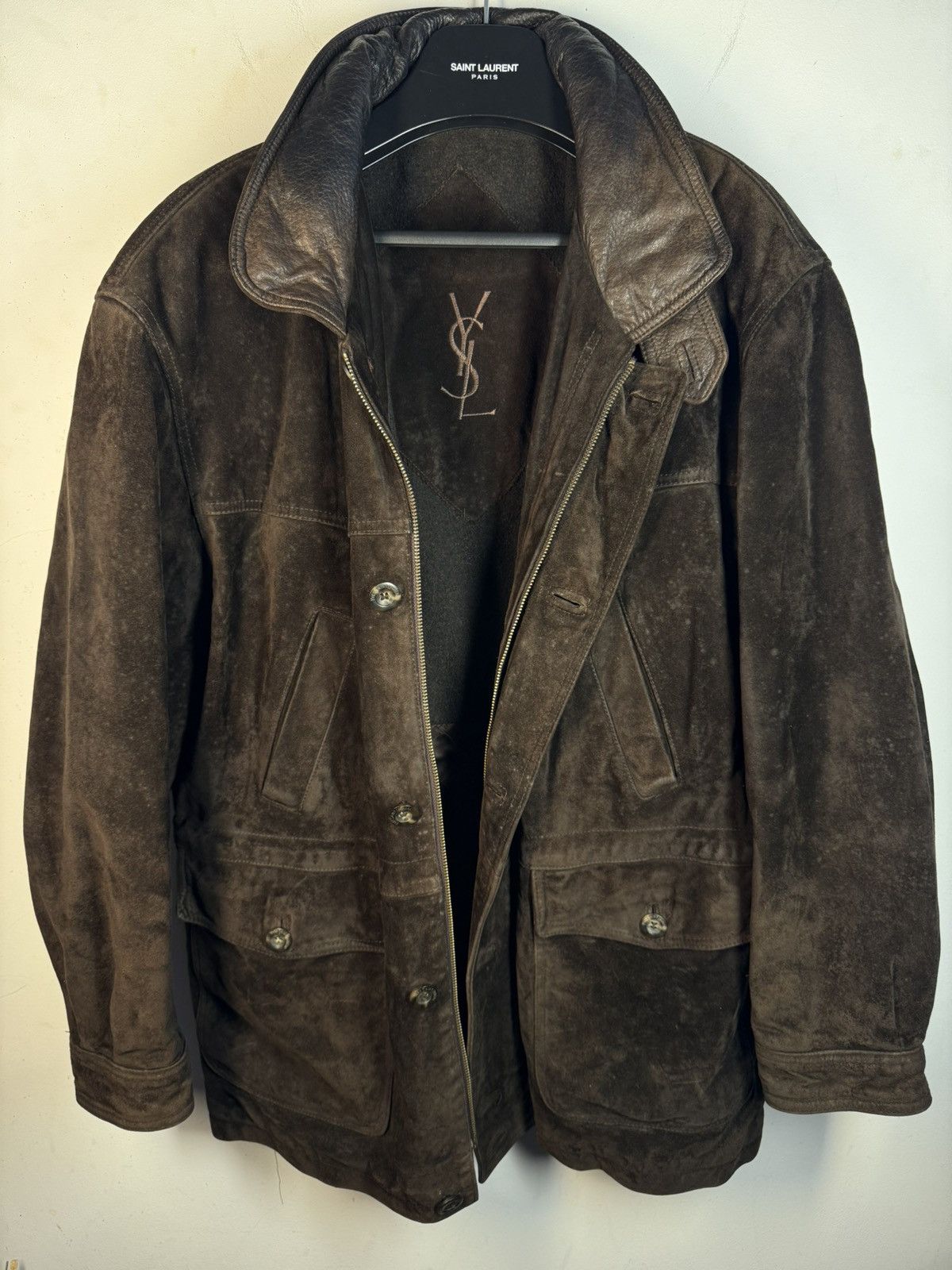 Yves Saint Laurent 90’s Suede YSL Leather Jacket Saint Laurent Leather Size US L / EU 52-54 / 3 - 1 Thumbnail