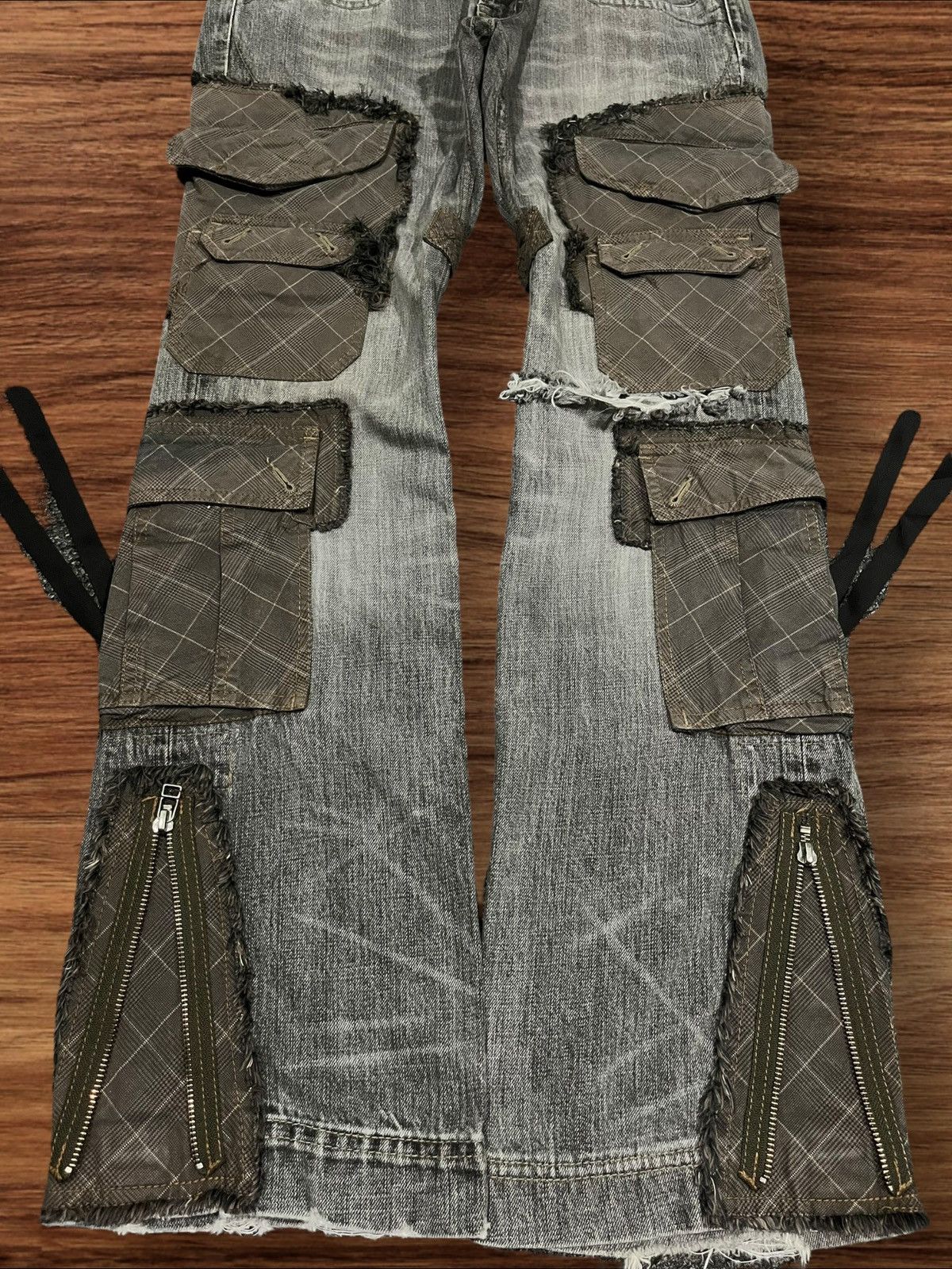 If Six Was Nine Nicole Club For Men Hyper Full Metal Punk Ripped Cargo Jeans Size US 30 / EU 46 - 11 Thumbnail