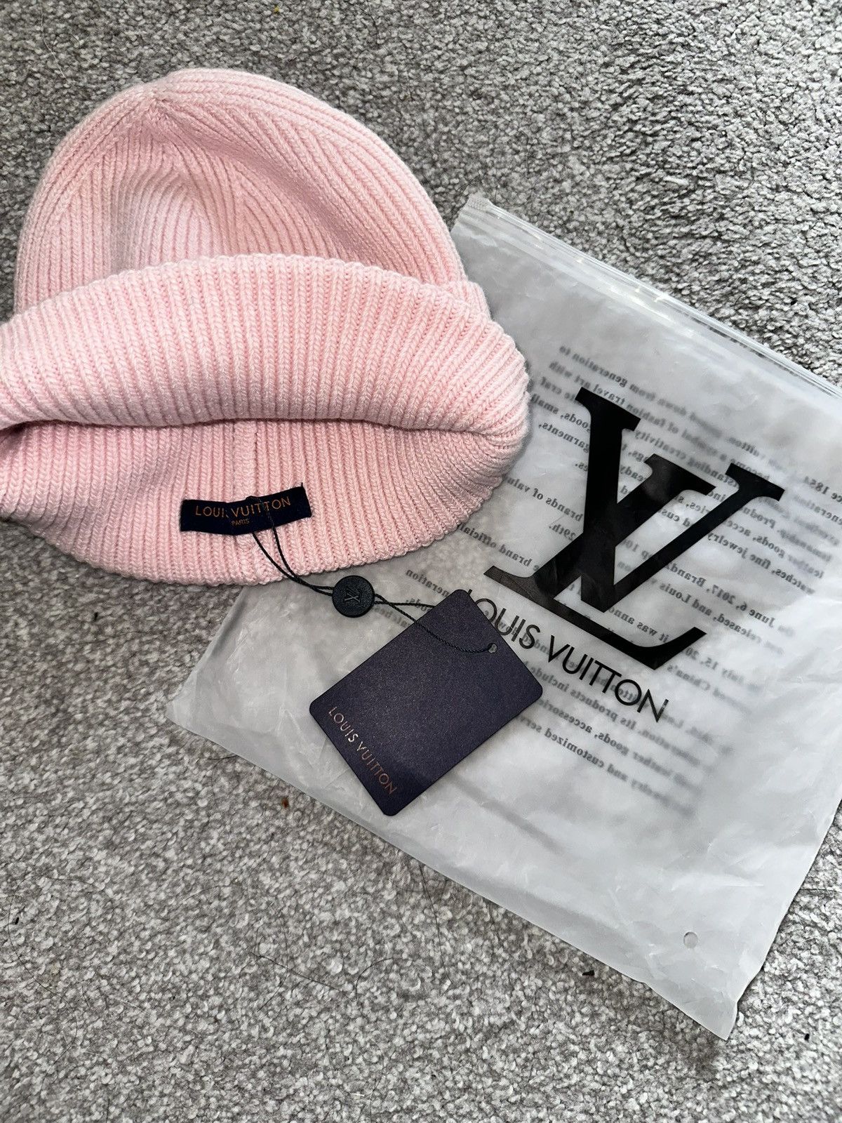 Other Rose Pink Ribbed Knit Monogram Beanie Size ONE SIZE - 2 Thumbnail