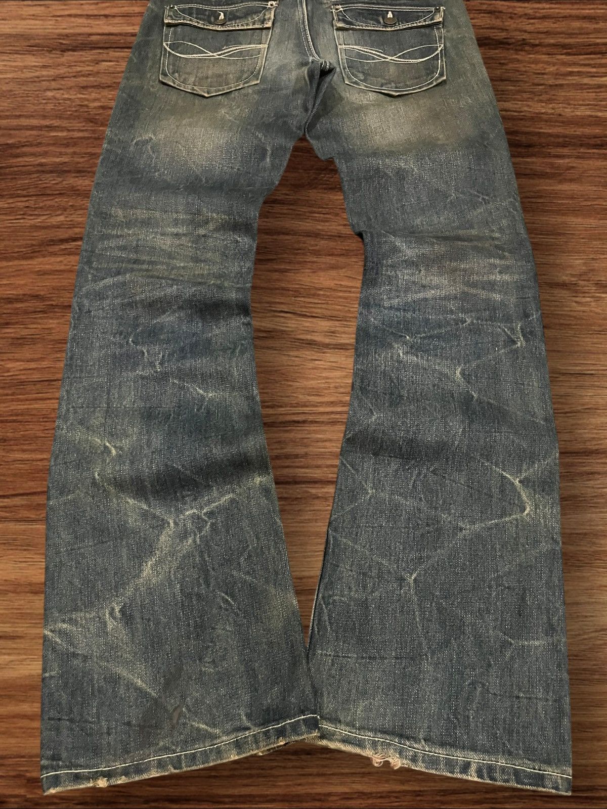 If Six Was Nine Vintage Japanese Brand Cavaria Distressed Whisker Flare Jean Size US 30 / EU 46 - 10 Thumbnail