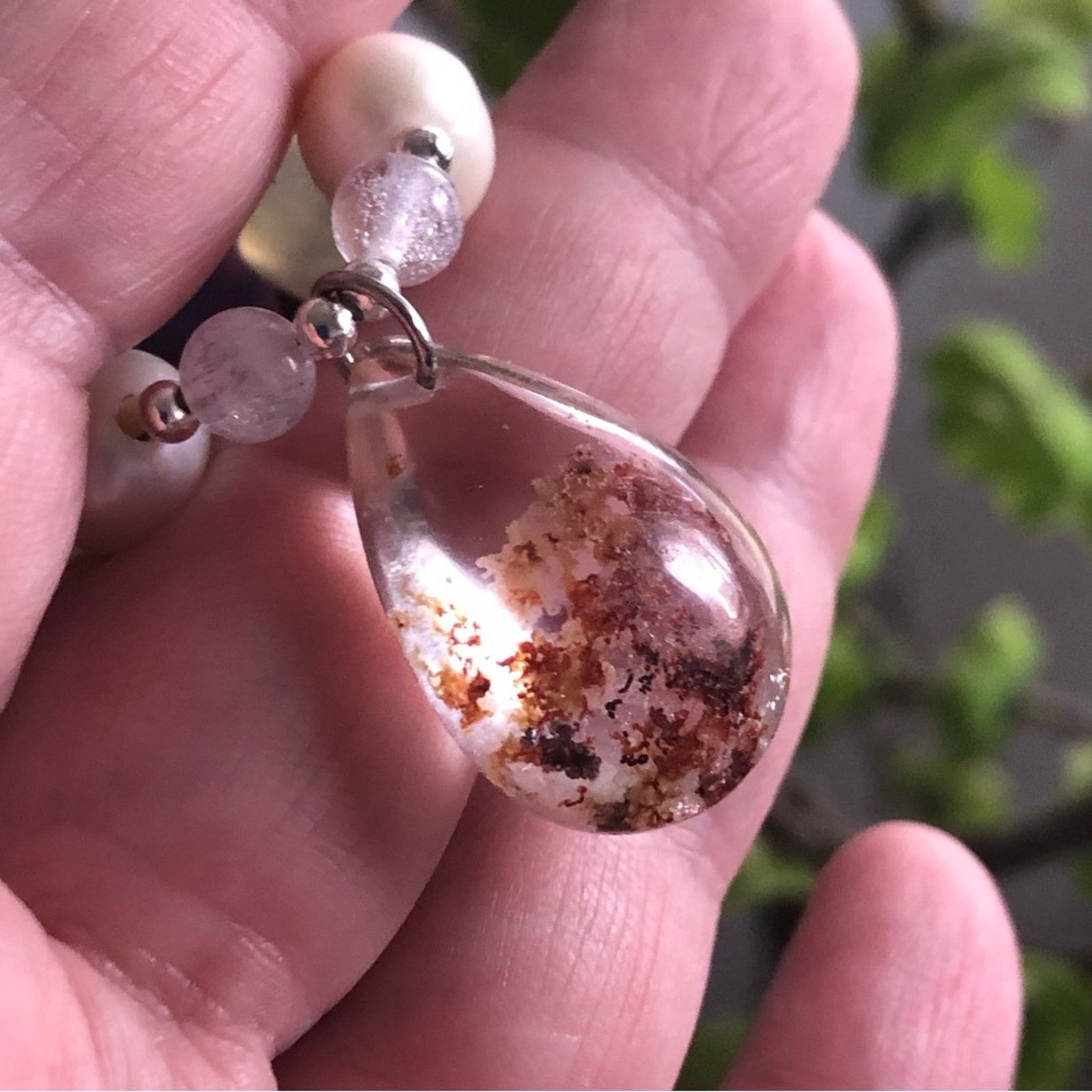 Handmade Handcrafted repurpose genuine ghost quartz Pearl necklace Size ONE SIZE - 12 Thumbnail