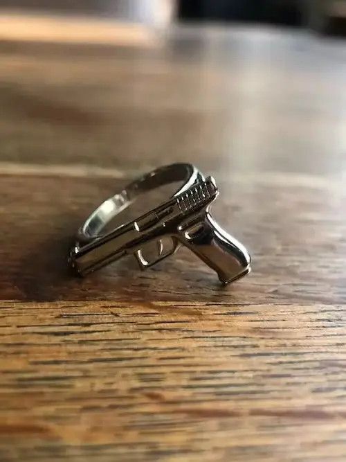 Jewelry × Vintage Pistol Gun Ring 9mm Hip Hop Jewelry Demon Vibes Devil Size ONE SIZE - 1 Thumbnail