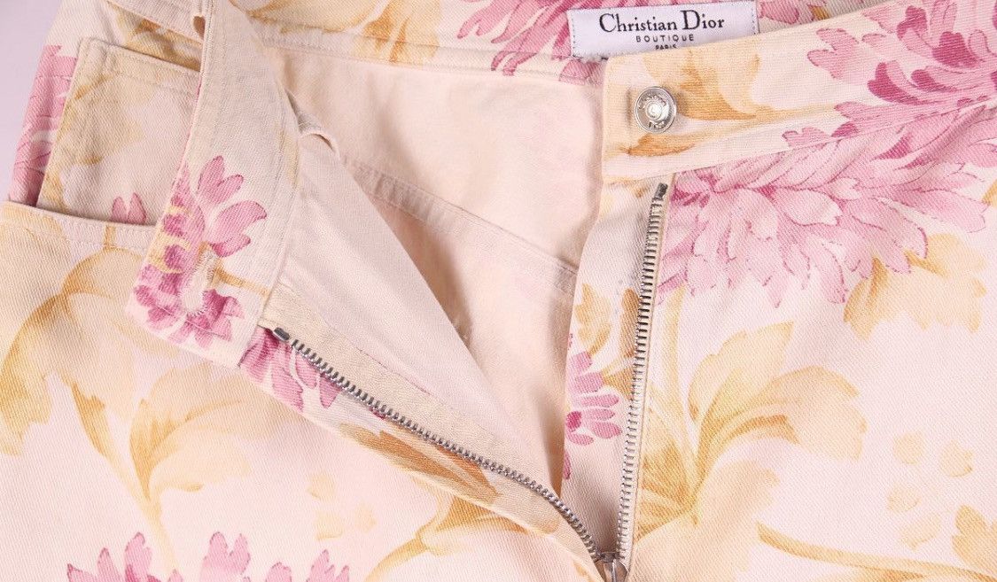 Dior Christian Dior Galliano 2001 Floral Print Denim Jeans Size 28" / US 6 / IT 42 - 3 Thumbnail