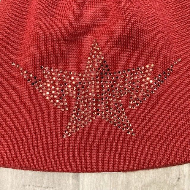 Bape × Swarovski Red Swarovski BAPE STA logo beanie knit cap a bathing ape Size ONE SIZE - 2 Thumbnail