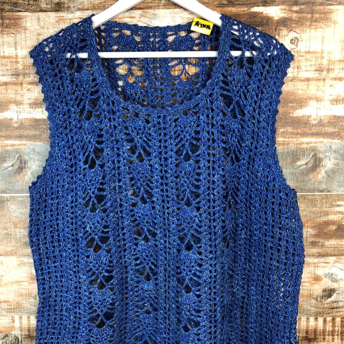 Handmade Japan vintage crochet mesh net knitwear handmade Vest #A2248 Size L / US 10 / IT 46 - 5 Thumbnail